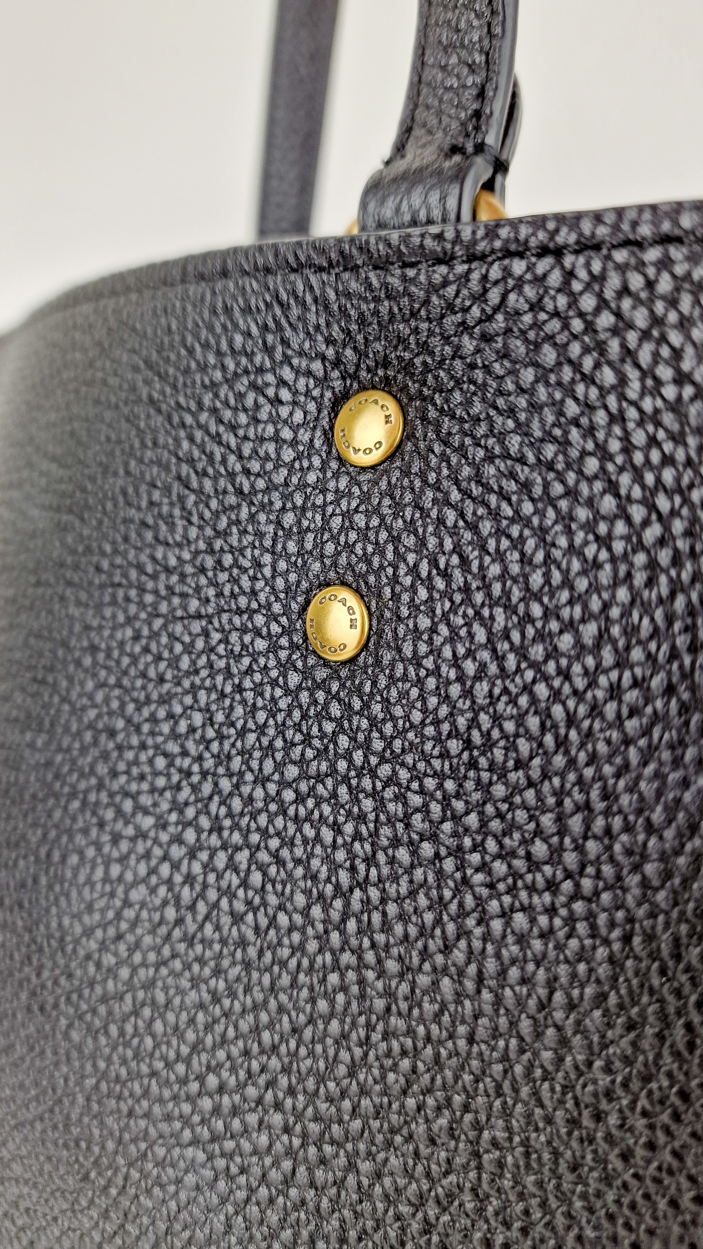 Coach Plaza Tote Bag in Black Pebble Leather with Brass Hardware & Coach C Charm - Coach 88341 - Image 5