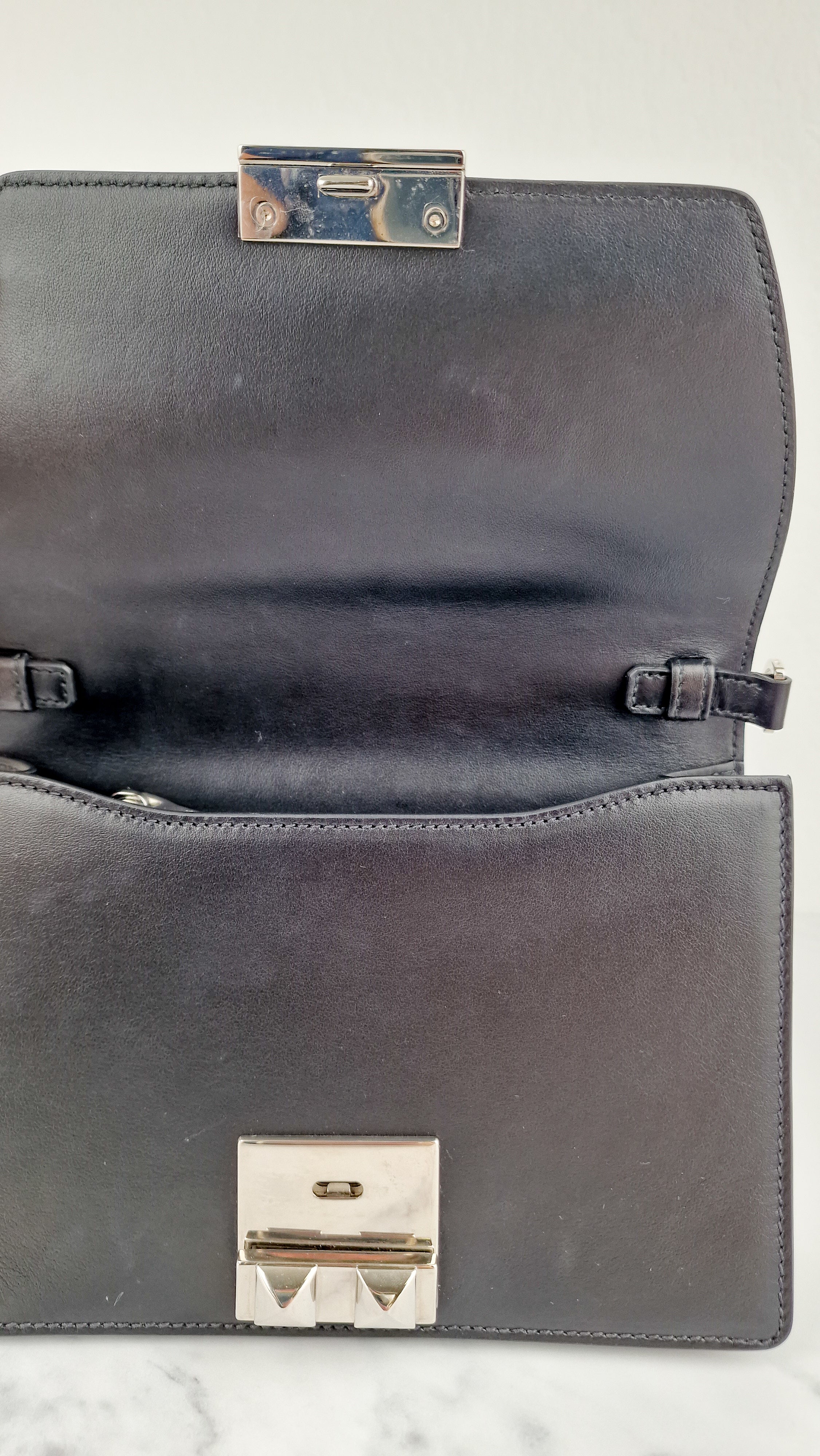 Prada Elektra Crossbody Bag in Black City Calfskin & Saffiano Leather with Green Racing Logo Prada 1BD121 Nero Verde - Image 21