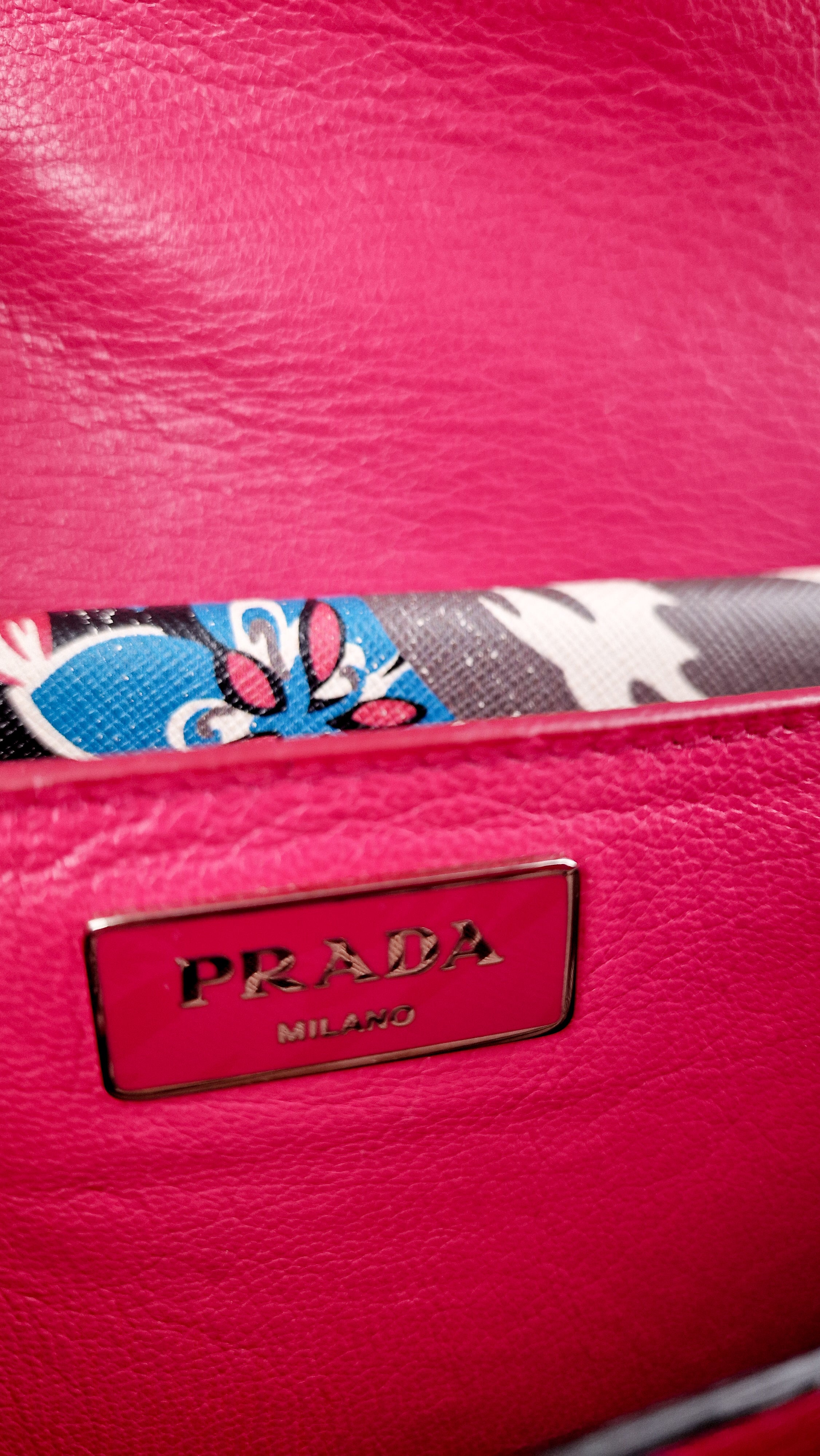 Prada Sound Bag with Floral Print - Black Saffiano Leather with Blue & Red Flowers - Handbag Shoulder Bag Prada BN924K - Image 18