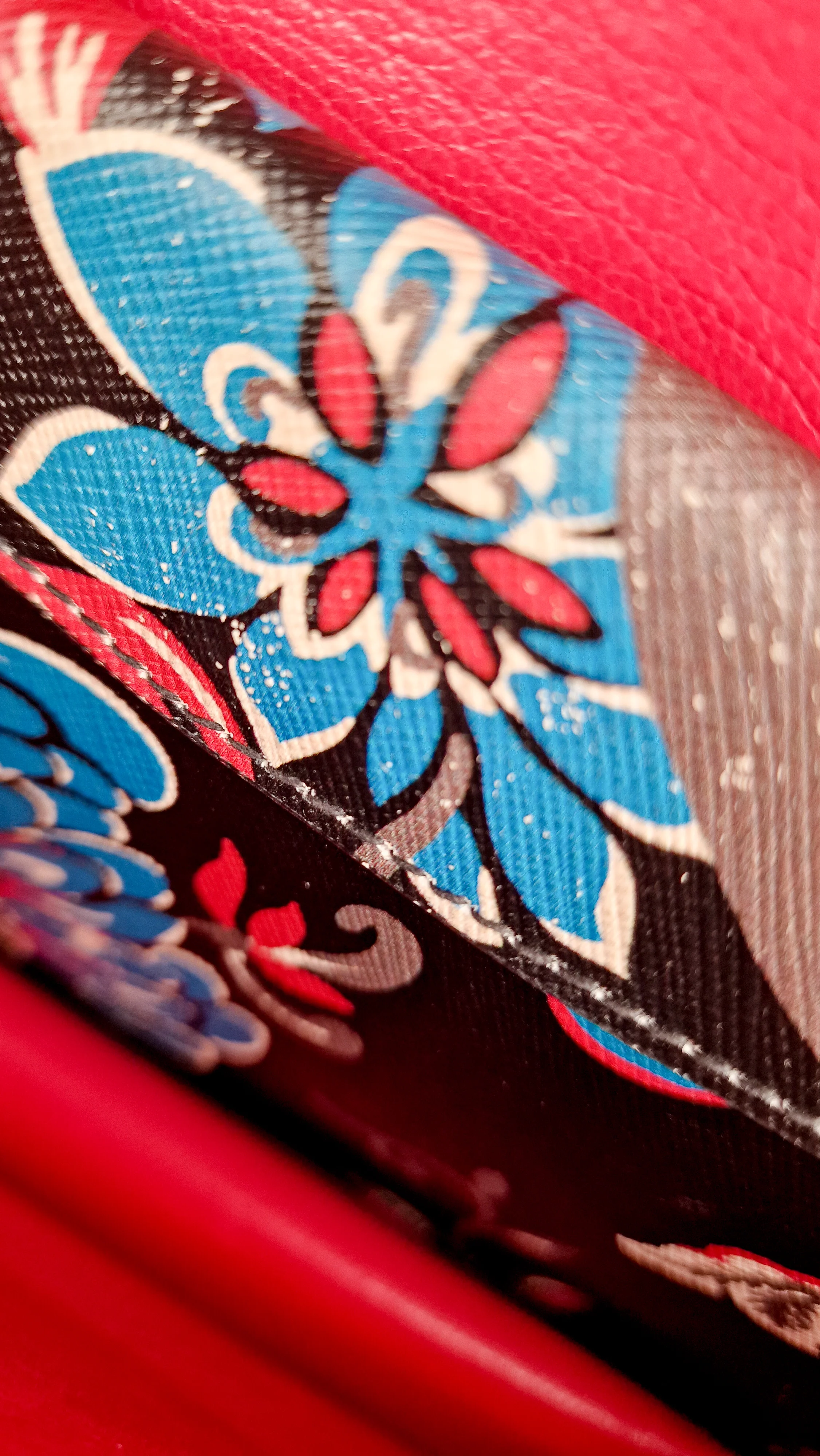 Prada Sound Bag with Floral Print - Black Saffiano Leather with Blue & Red Flowers - Handbag Shoulder Bag Prada BN924K - Image 21