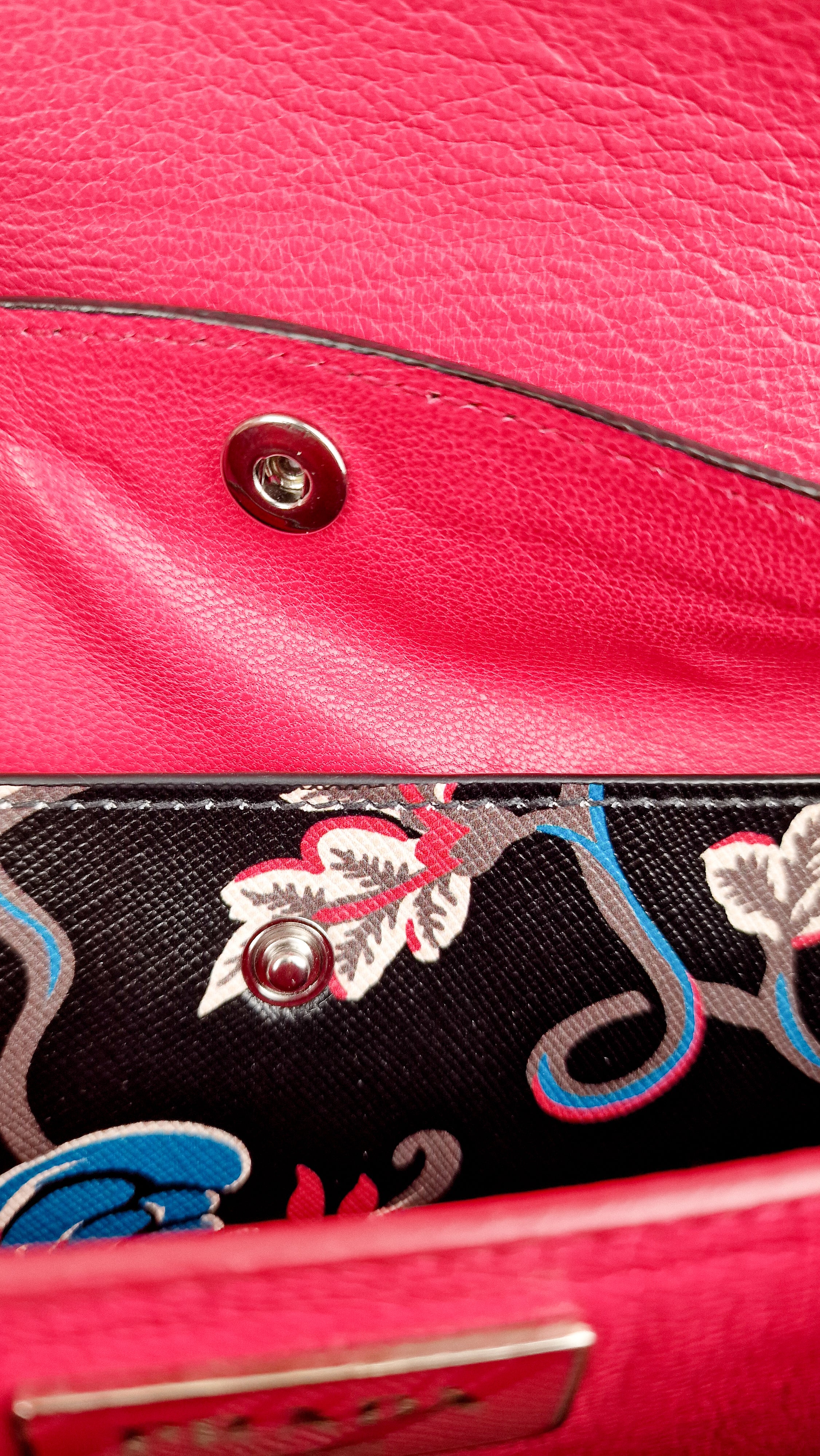Prada Sound Bag with Floral Print - Black Saffiano Leather with Blue & Red Flowers - Handbag Shoulder Bag Prada BN924K - Image 22