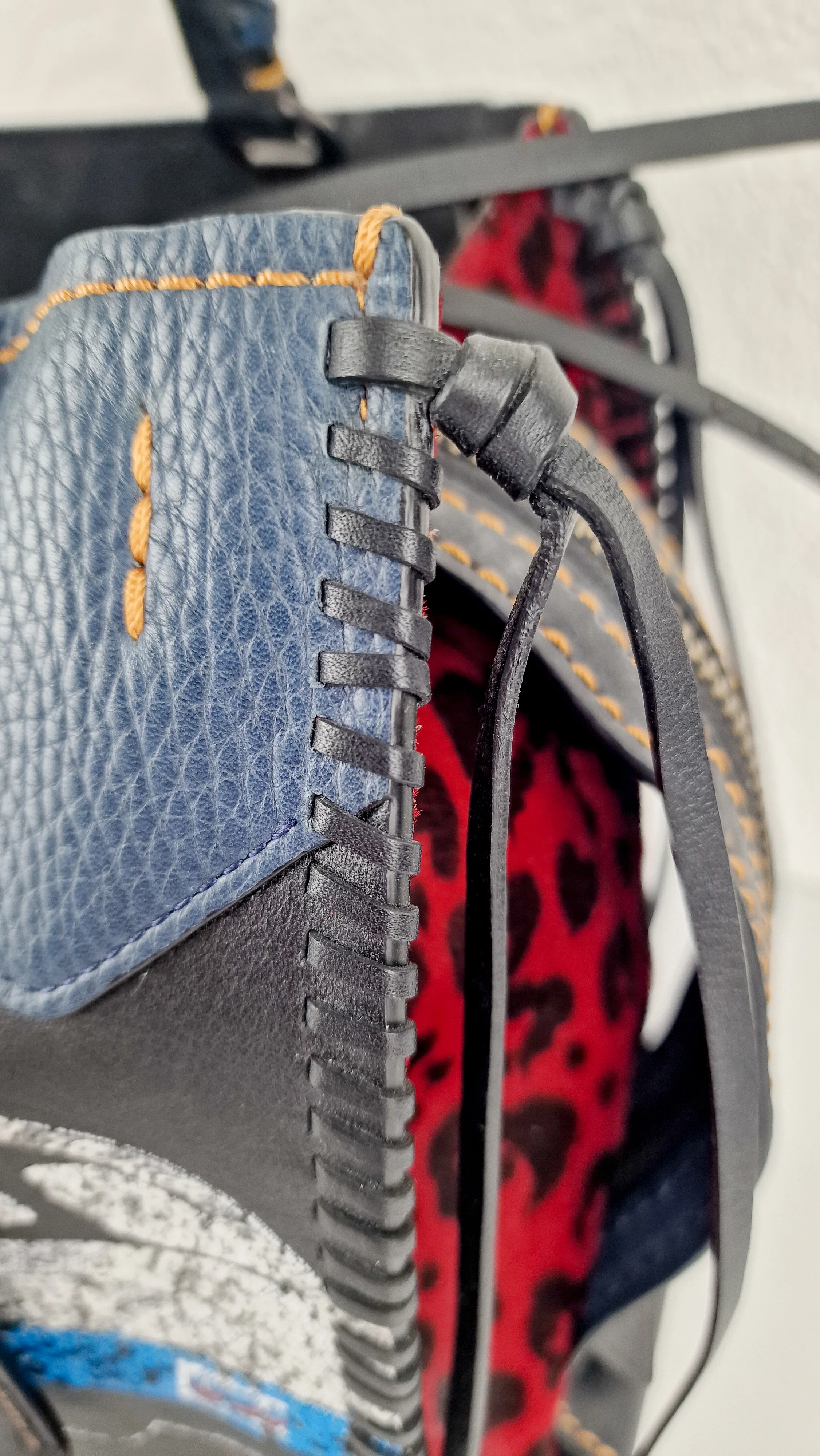 RARE Coach 1941 Rogue 31 in Embellished Patchwork in Mixed Materials Black Leather Suede Colorblock Blue & Red Handbag - Coach 58159 - Image 10