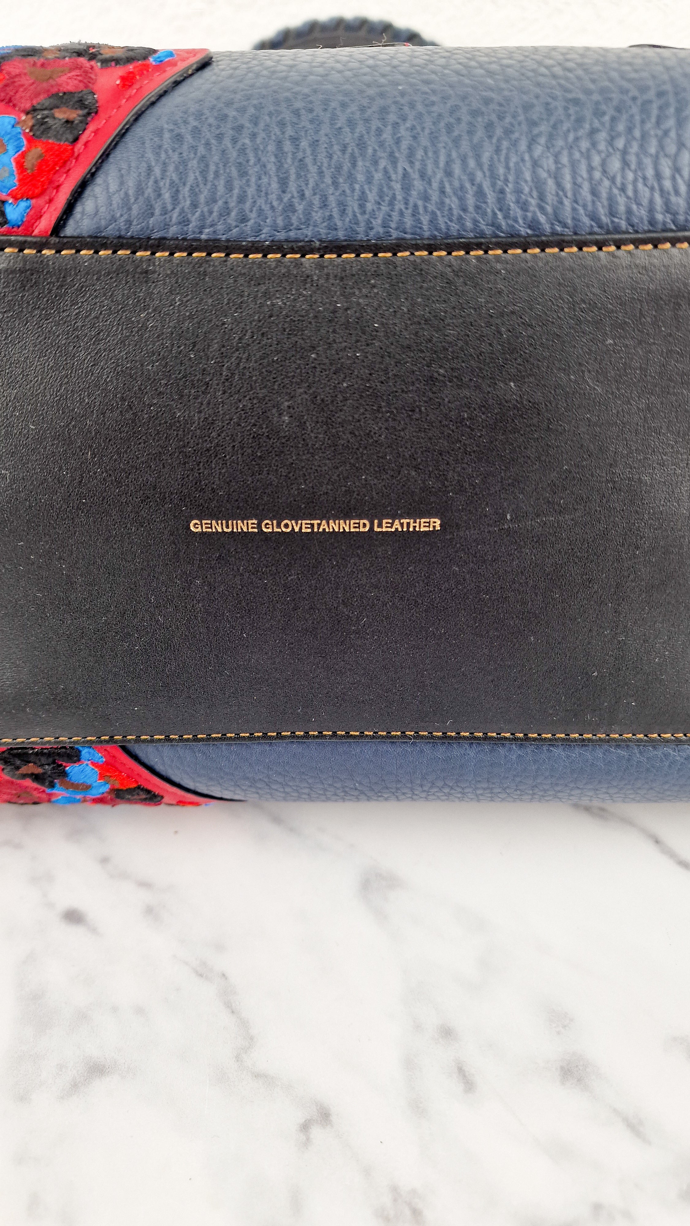 RARE Coach 1941 Rogue 31 in Embellished Patchwork in Mixed Materials Black Leather Suede Colorblock Blue & Red Handbag - Coach 58159 - Image 23