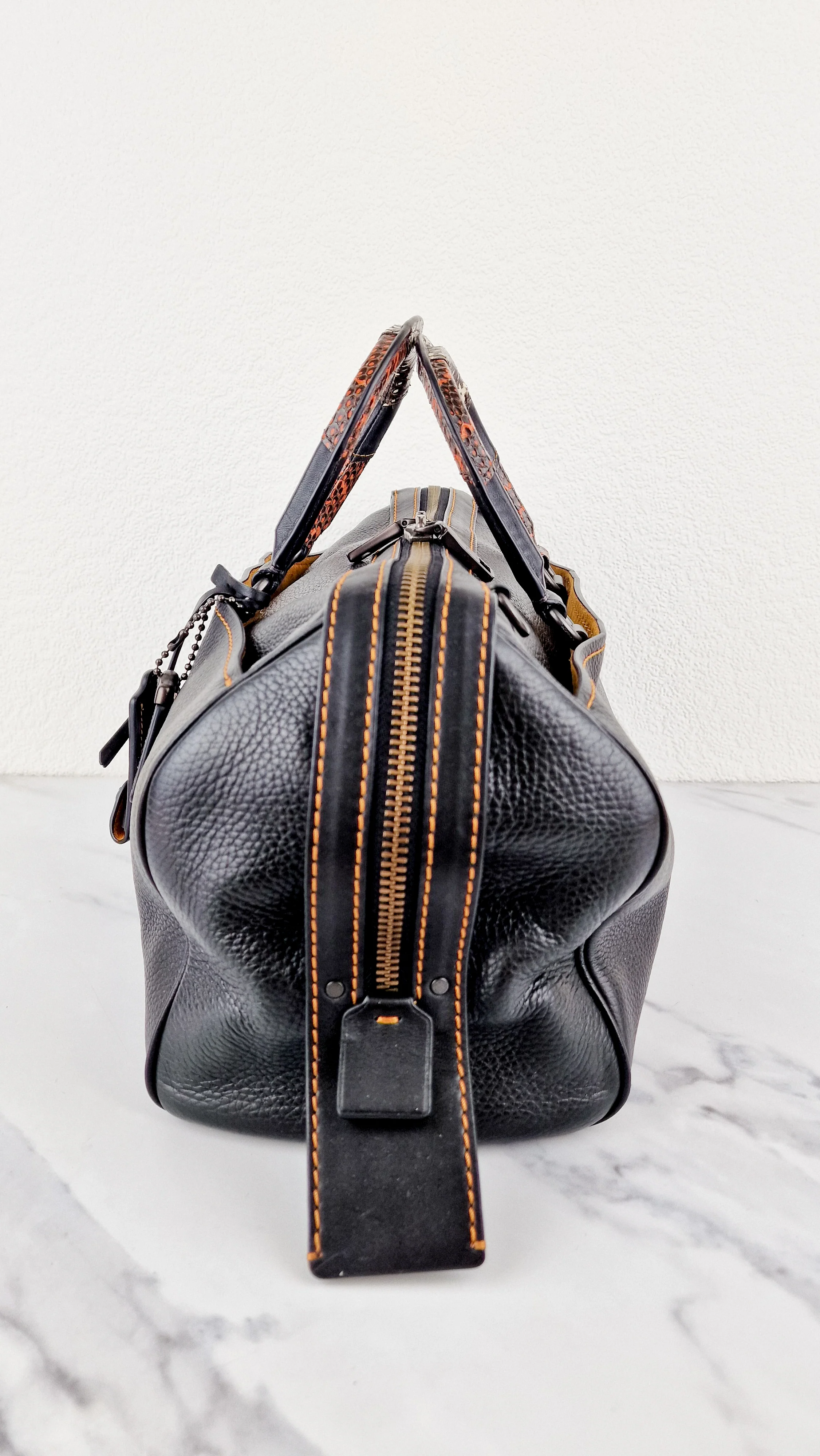 RARE Coach 1941 Rogue Satchel 36 Black with Colorblock Patchwork Snakeskin Handles - Coach 58689 - Image 5