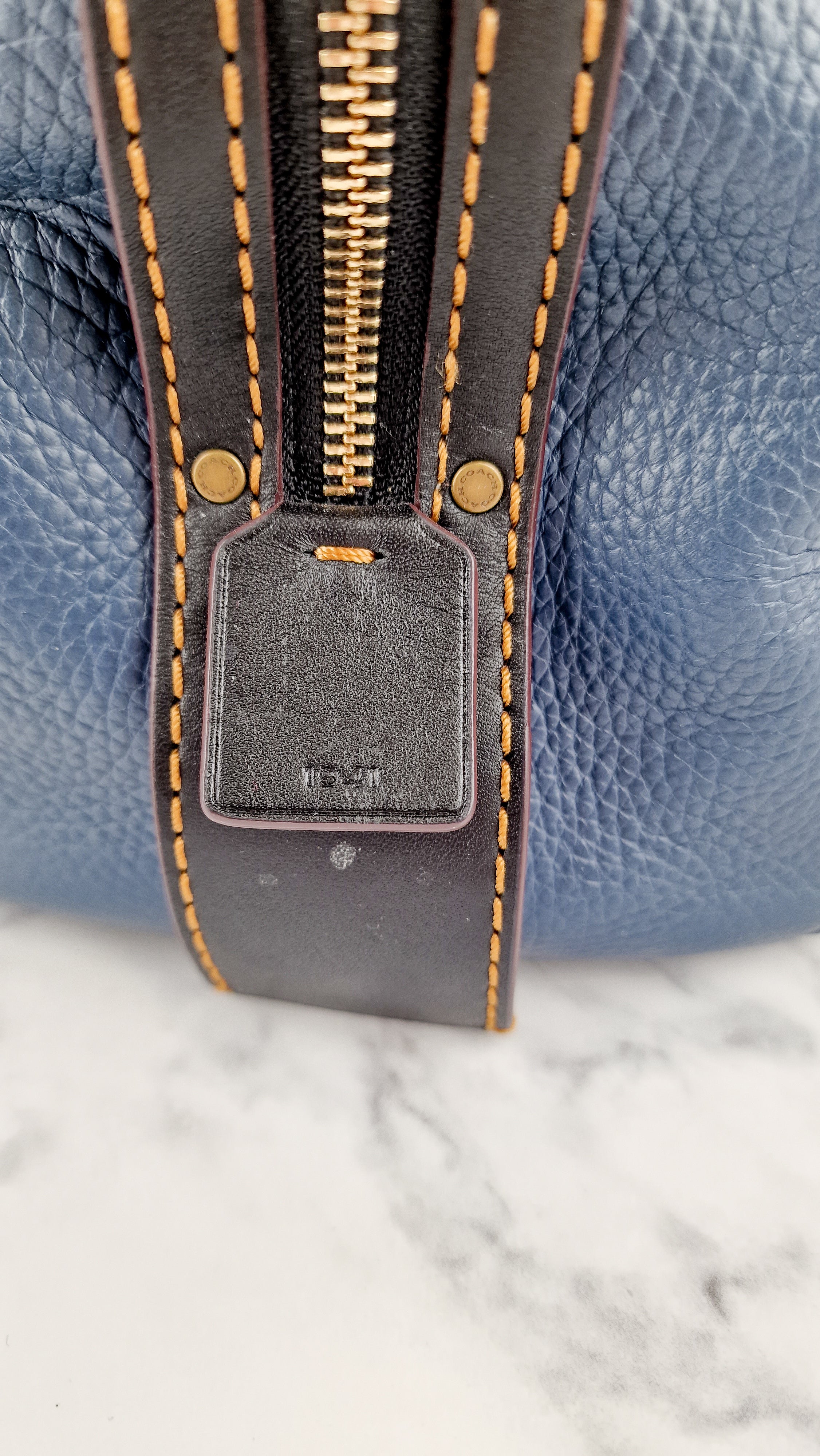 RARE Coach 1941 Rogue Satchel in Dark Denim with Colorblock Patchwork Snakeskin Handles - Barrel Bag - Coach 58690 - Image 10