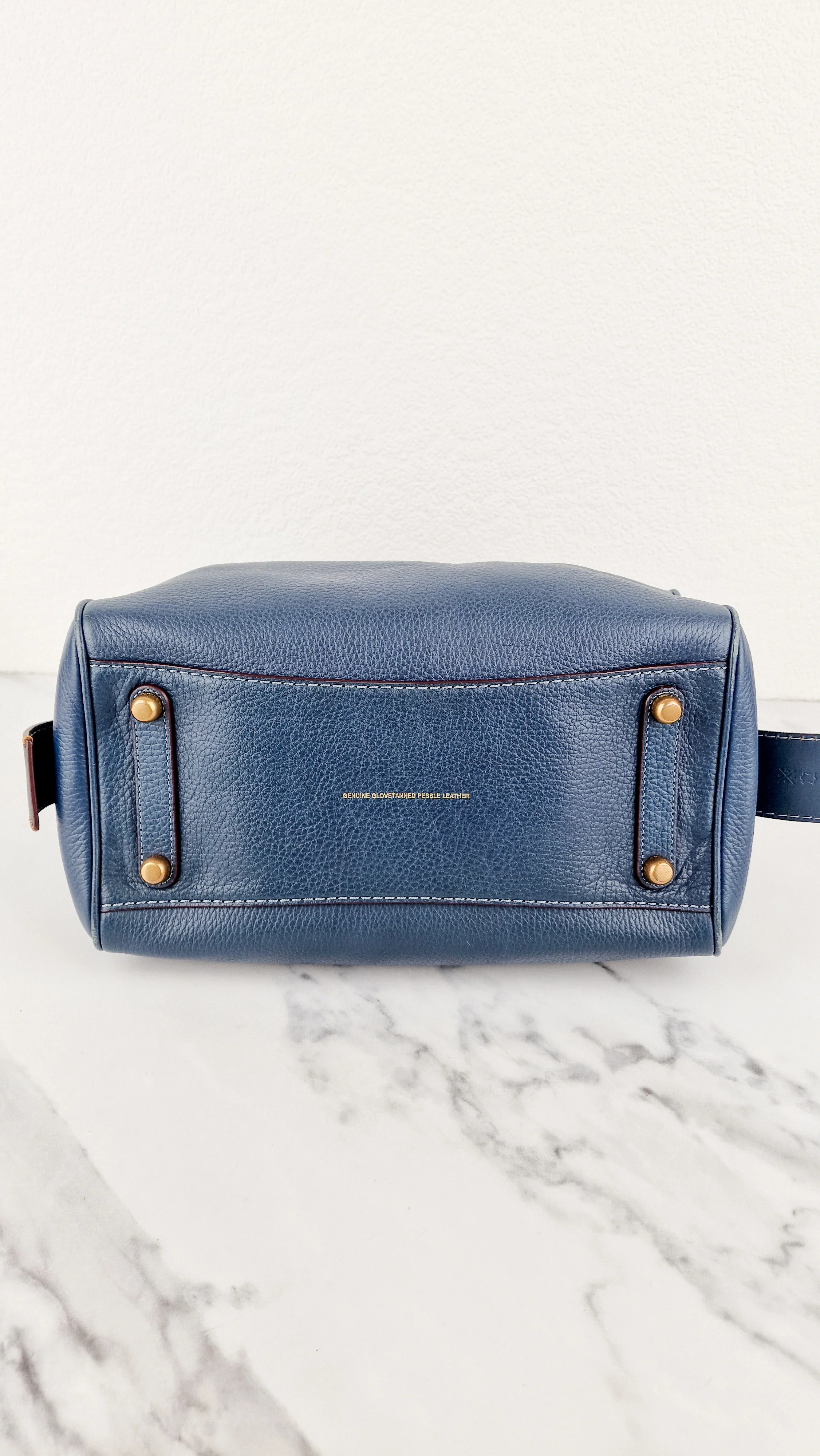 RARE Coach 1941 Rogue Satchel in Dark Denim with Colorblock Patchwork Snakeskin Handles - Barrel Bag - Coach 58690 - Image 12