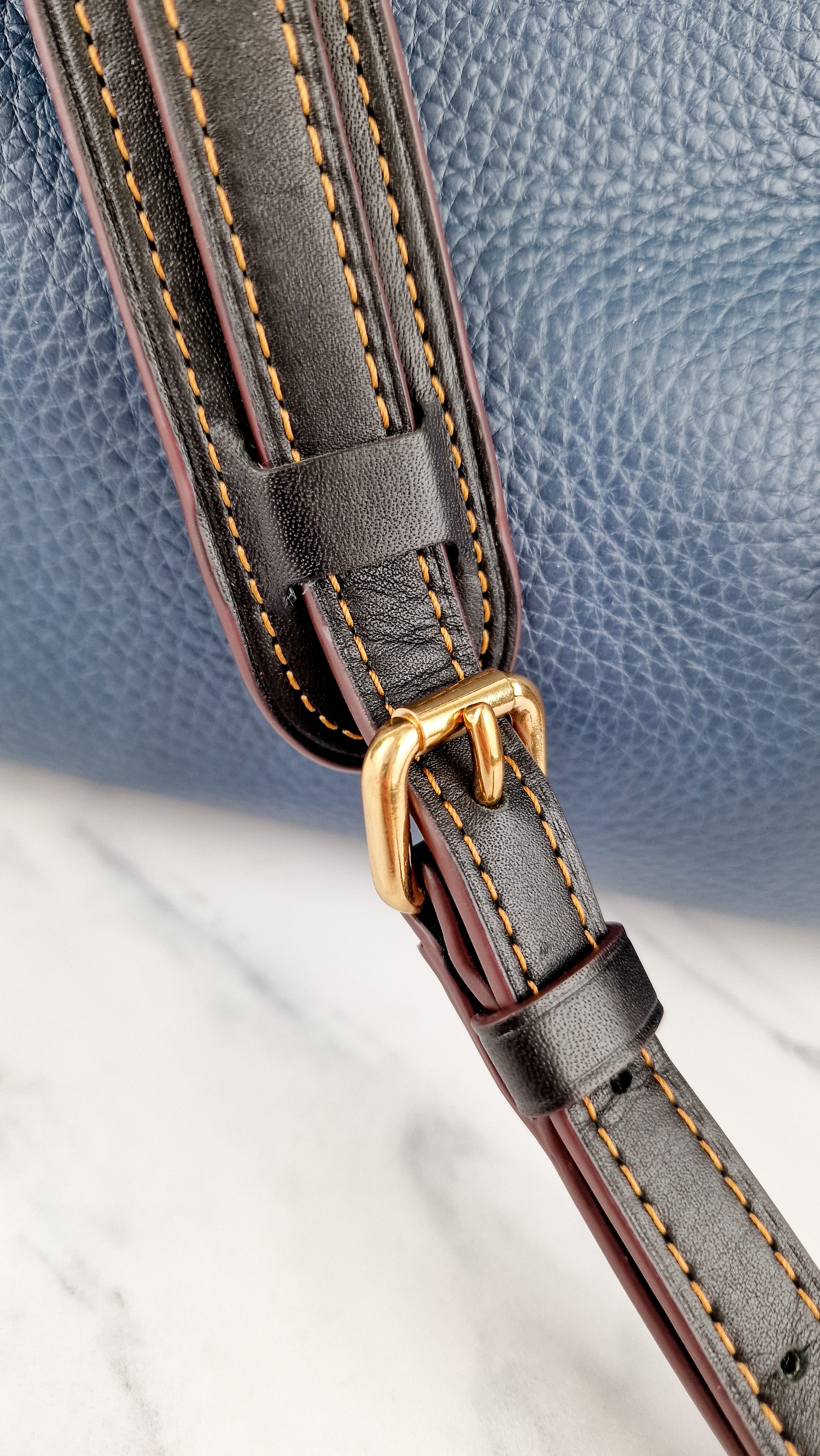 RARE Coach 1941 Rogue Satchel in Dark Denim with Colorblock Patchwork Snakeskin Handles - Barrel Bag - Coach 58690 - Image 3