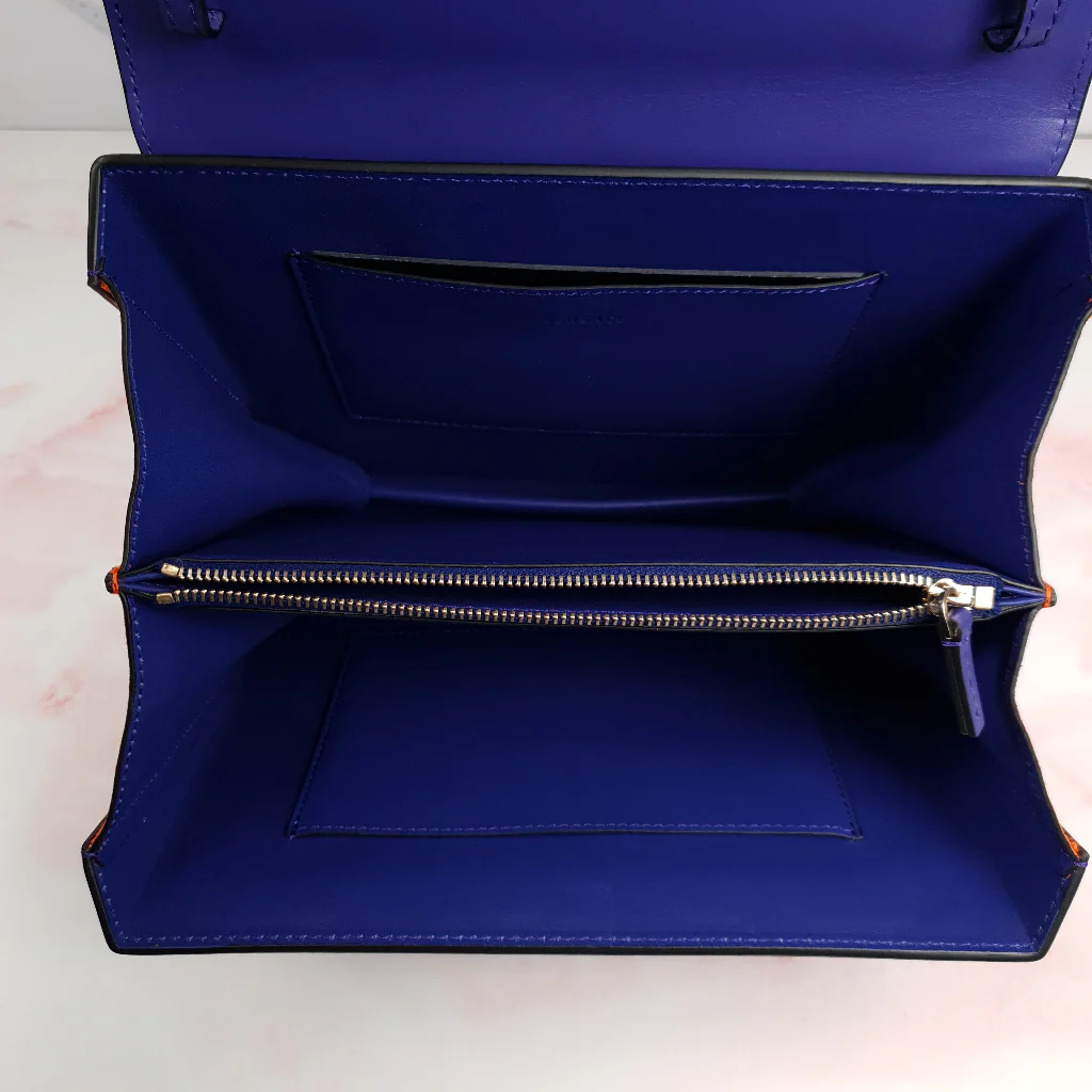 RARE Versace DV ONE Purple & Orange Tophandle Handbag in Leather and Chamois LIMITED EDITION - Image 10