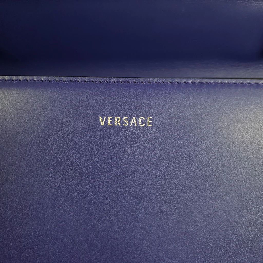 RARE Versace DV ONE Purple & Orange Tophandle Handbag in Leather and Chamois LIMITED EDITION - Image 11