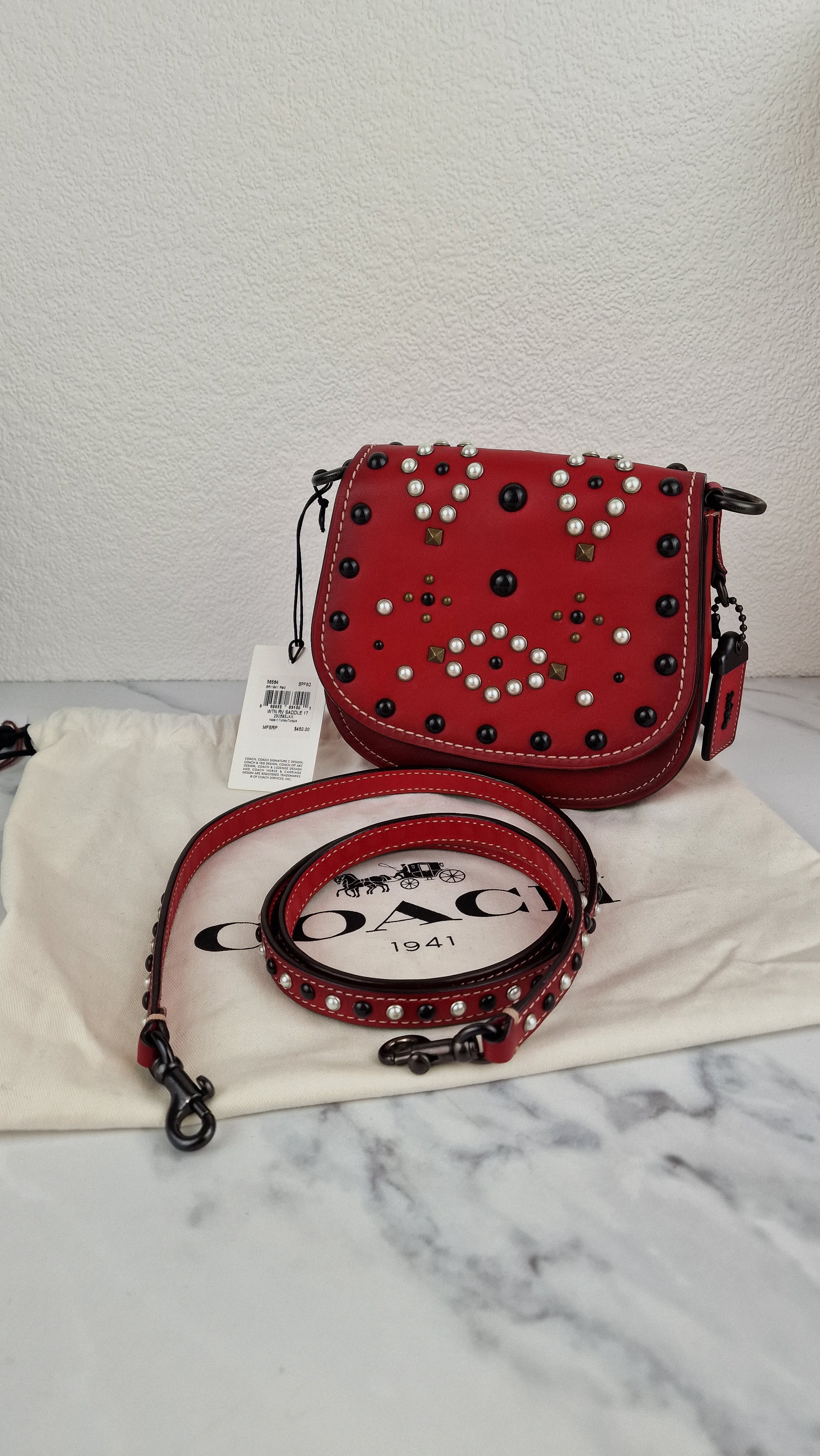 Coach 1941 Saddle 17 With Western Rivets in Red Leather - Coach 56564 - Image 2