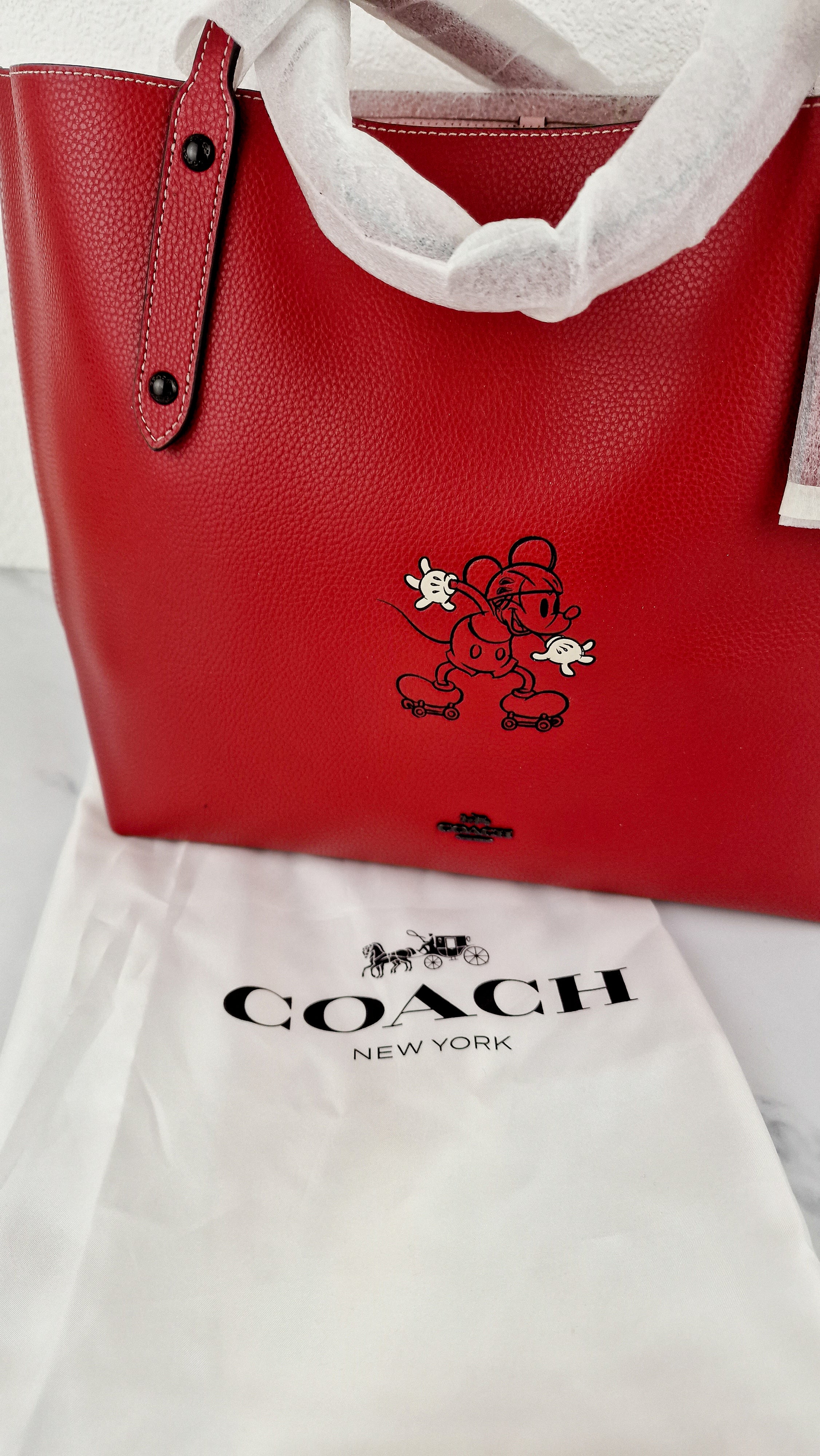 Disney x Coach Red Tote Bag with Mickey Mouse on Roller Skates LIMITED EDITION - Coach 69181 - Image 2