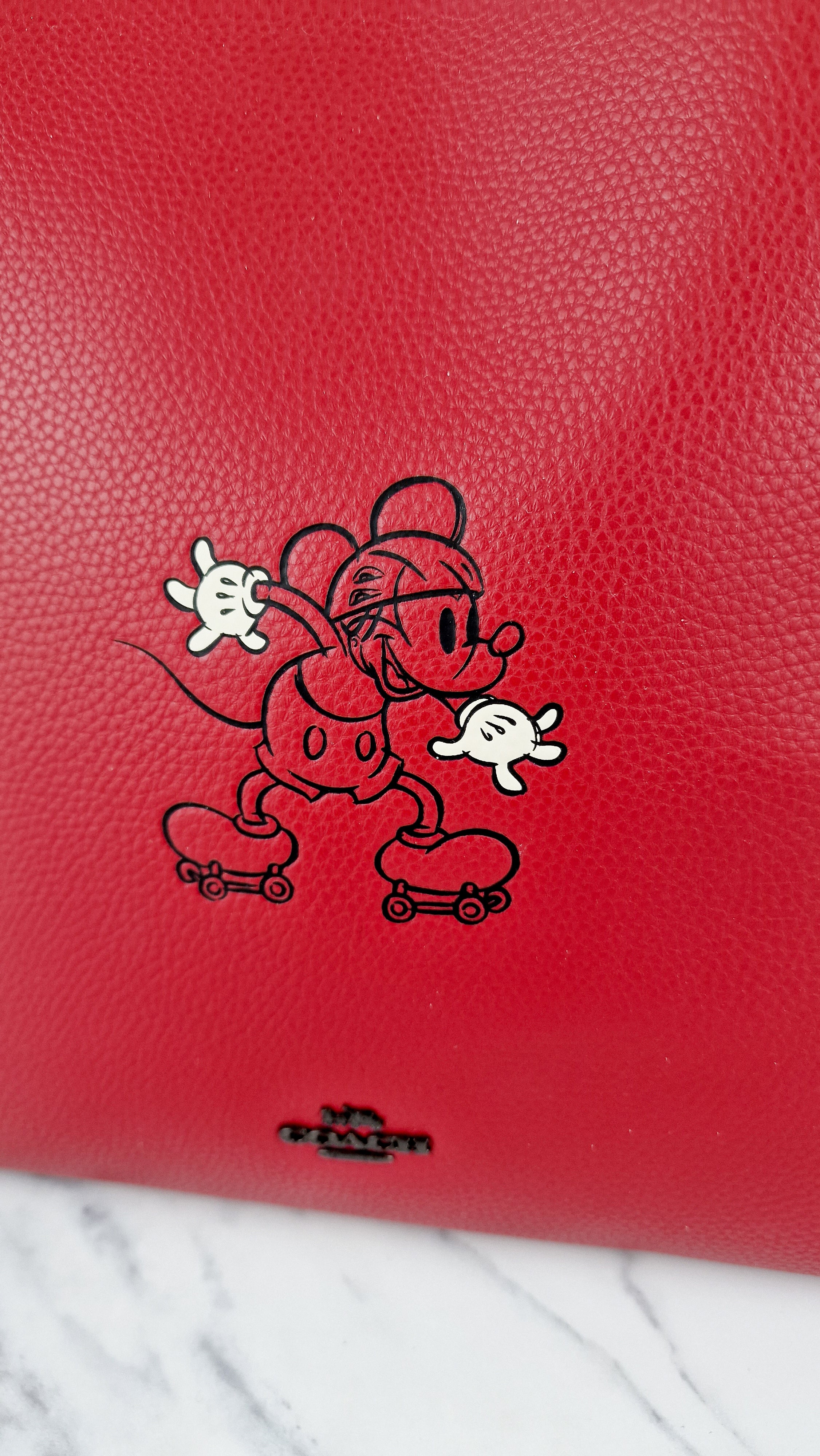 Disney x Coach Red Tote Bag with Mickey Mouse on Roller Skates LIMITED EDITION - Coach 69181 - Image 3