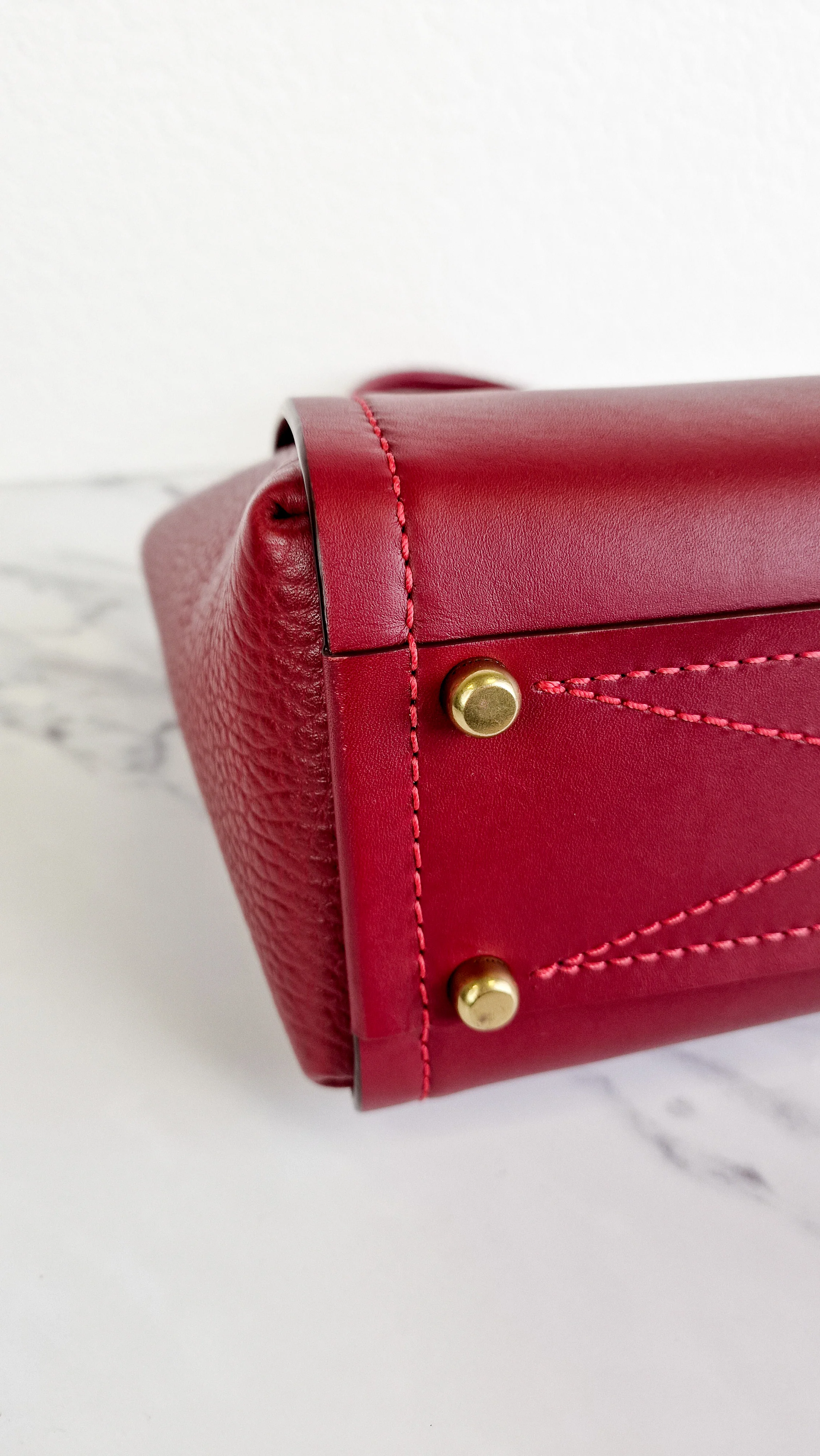 Coach 1941 Troupe Tote in Deep Red Glovetanned Smooth Leather & Buffalo-Embossed Leather - Handbag Crossbody Bag - Coach 79468 - Image 10