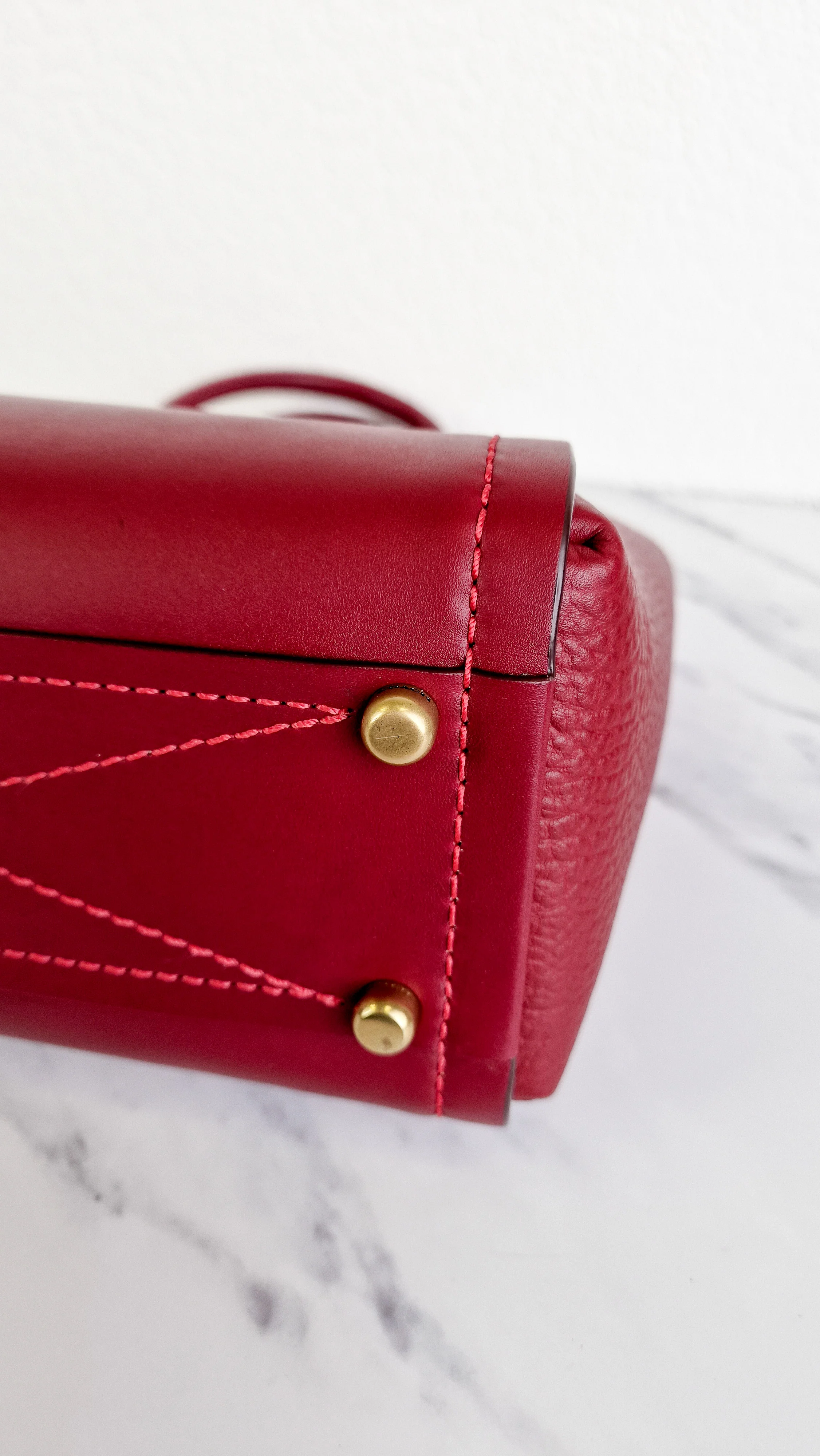 Coach 1941 Troupe Tote in Deep Red Glovetanned Smooth Leather & Buffalo-Embossed Leather - Handbag Crossbody Bag - Coach 79468 - Image 11