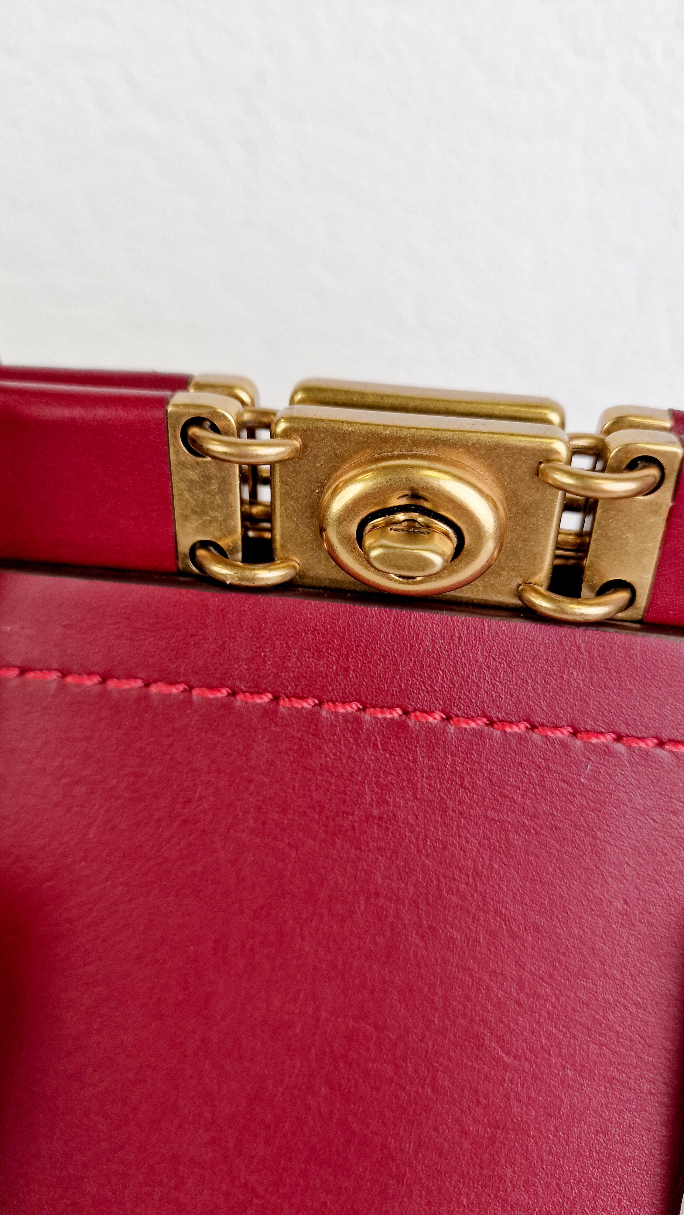 Coach 1941 Troupe Tote in Deep Red Glovetanned Smooth Leather & Buffalo-Embossed Leather - Handbag Crossbody Bag - Coach 79468 - Image 3