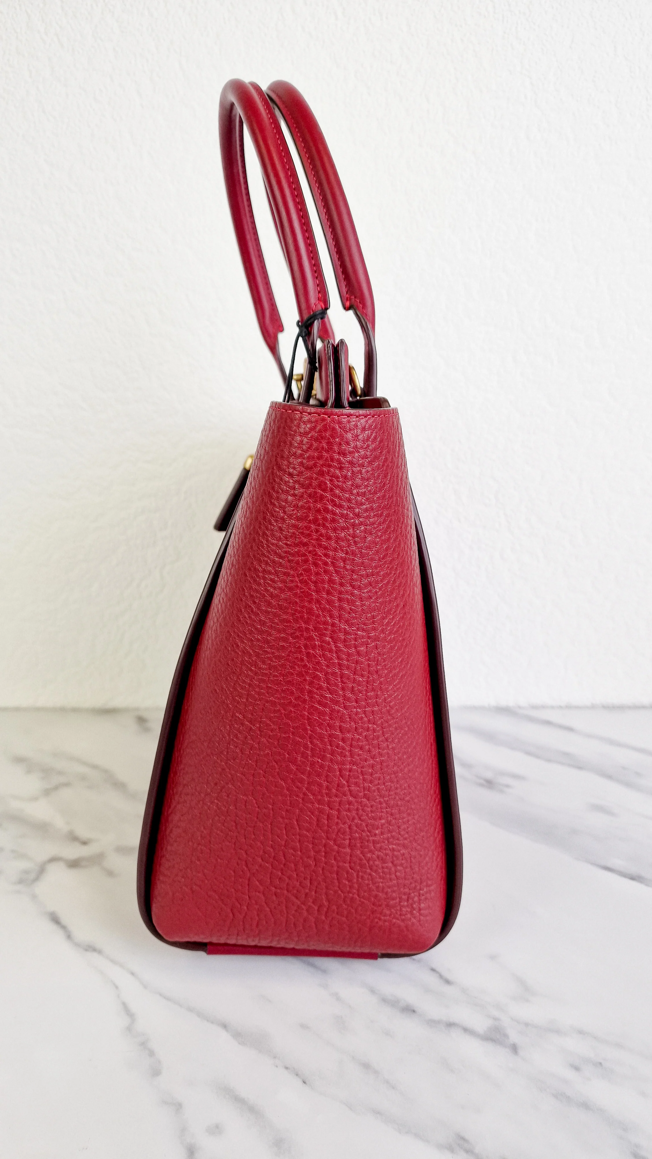 Coach 1941 Troupe Tote in Deep Red Glovetanned Smooth Leather & Buffalo-Embossed Leather - Handbag Crossbody Bag - Coach 79468 - Image 5
