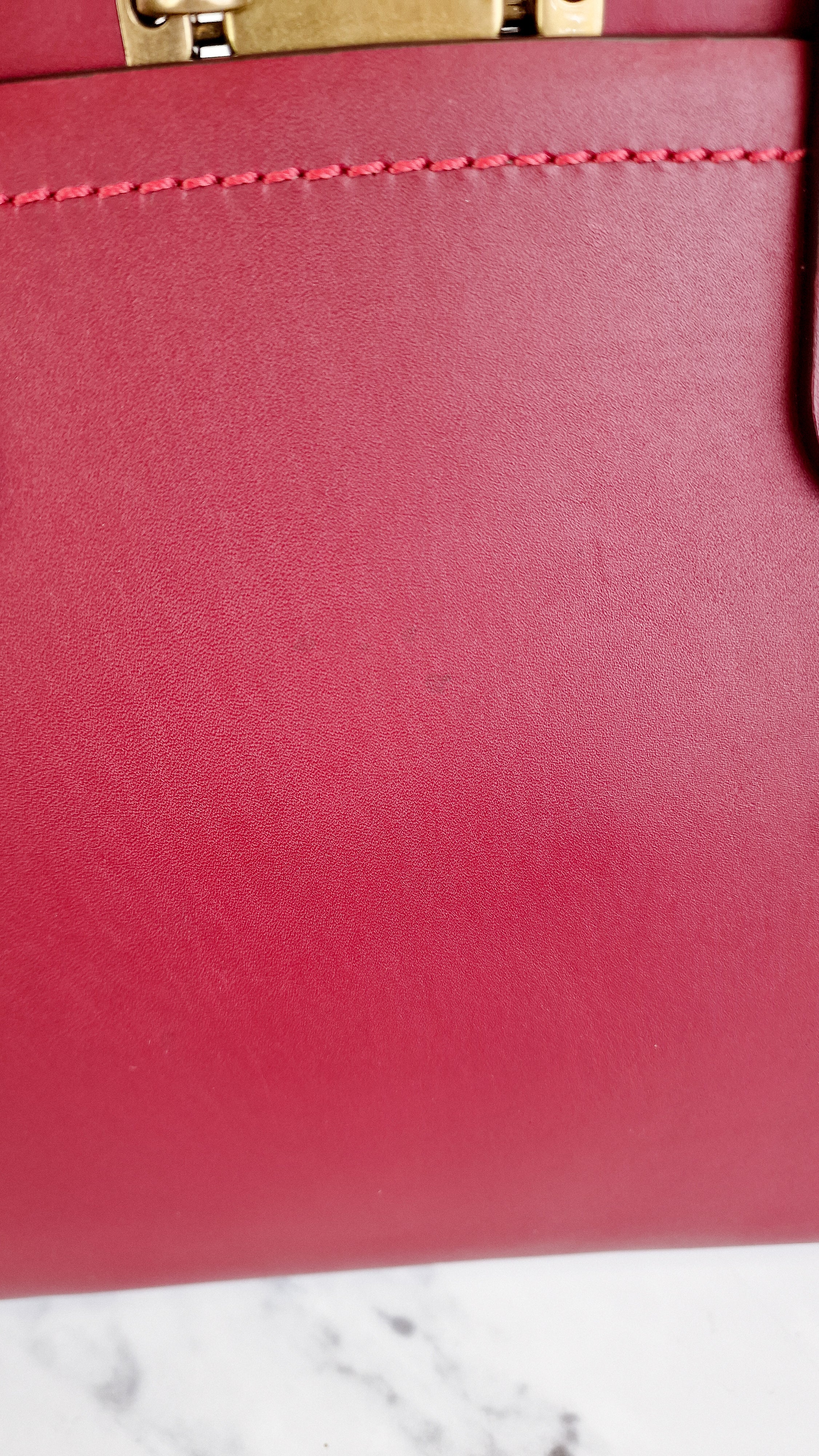 Coach 1941 Troupe Tote in Deep Red Glovetanned Smooth Leather & Buffalo-Embossed Leather - Handbag Crossbody Bag - Coach 79468 - Image 7