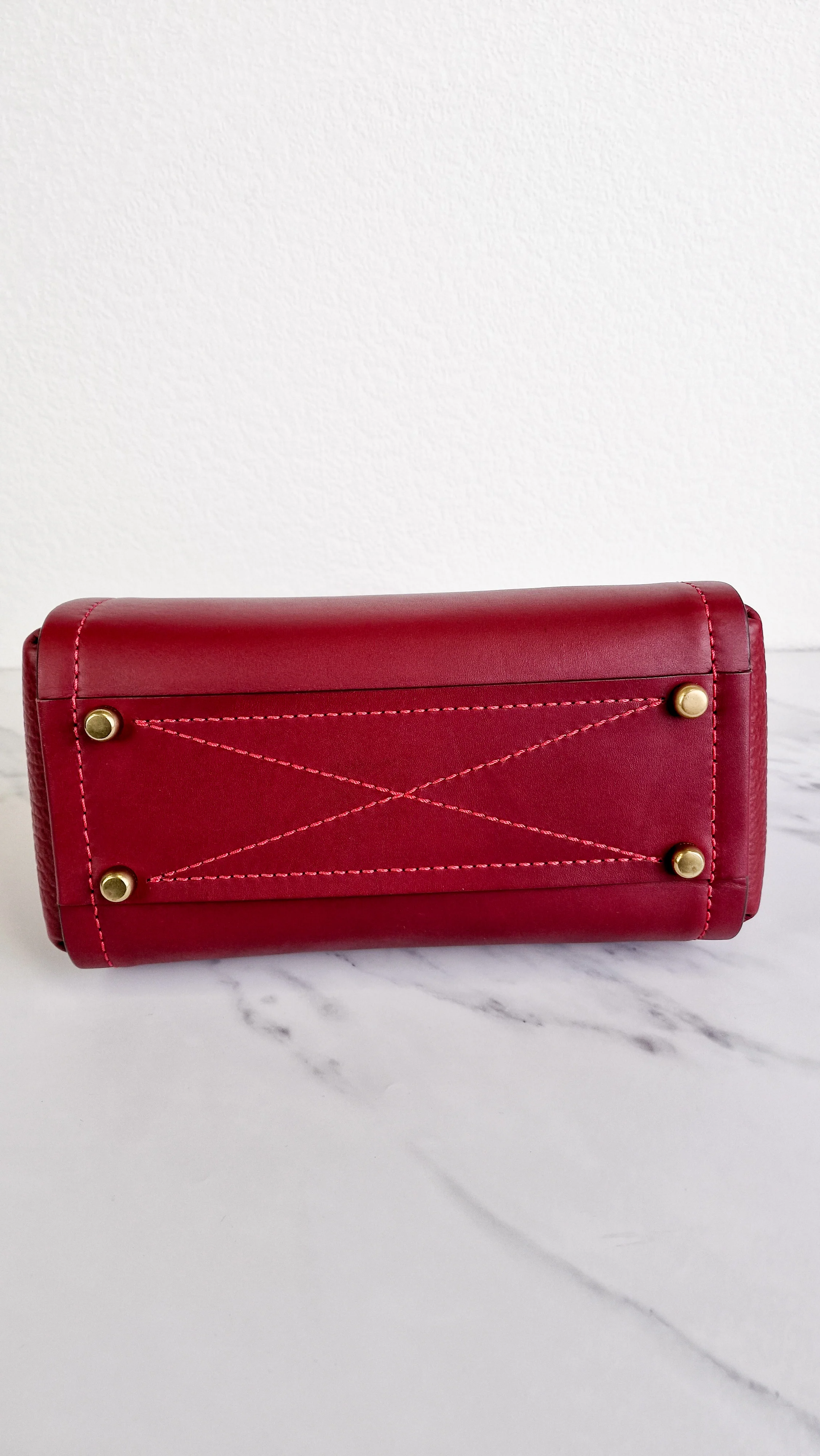 Coach 1941 Troupe Tote in Deep Red Glovetanned Smooth Leather & Buffalo-Embossed Leather - Handbag Crossbody Bag - Coach 79468 - Image 9