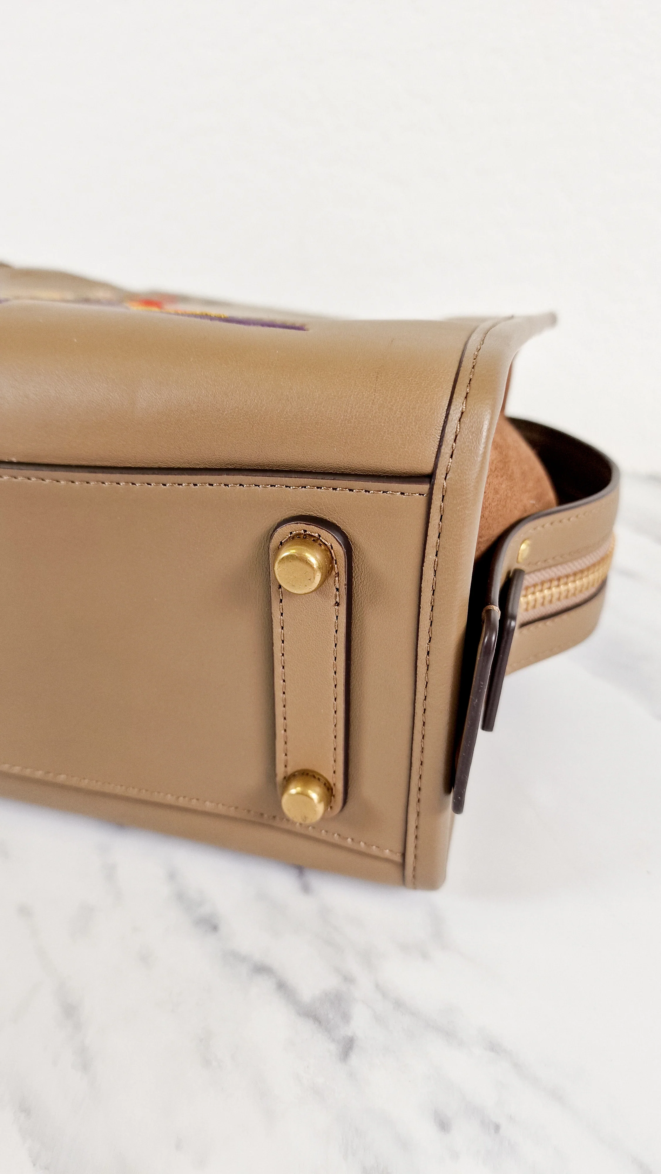 Coach x Jean-Michel Basquiat Rogue 25 Pez Dispenser Dinosaur Bag in Elm Leather & Suede - Handbag Crosbody Shoulder Bag in Taupe Beechwood - Coach 6889 - Image 13