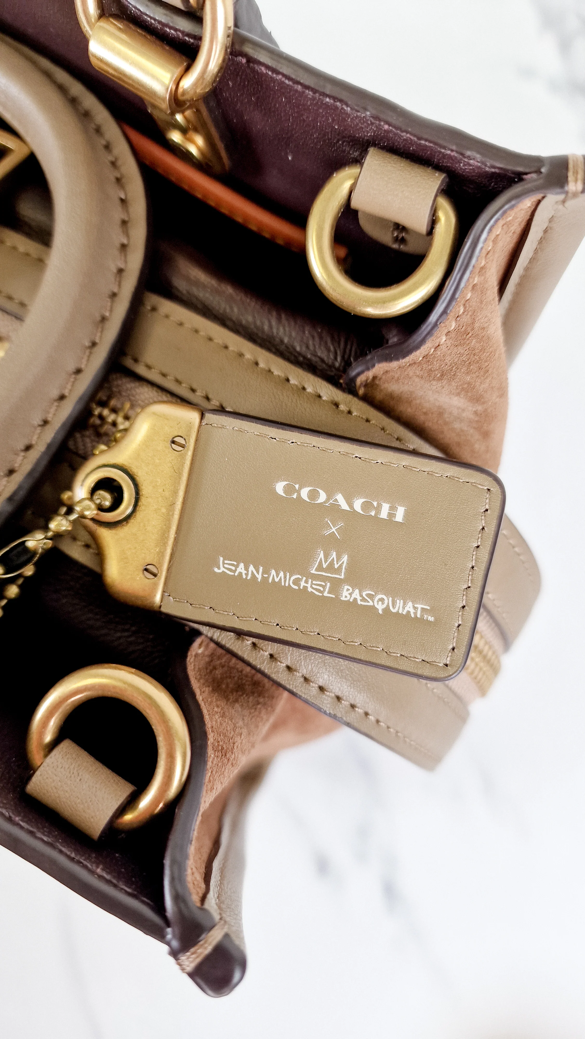 Coach x Jean-Michel Basquiat Rogue 25 Pez Dispenser Dinosaur Bag in Elm Leather & Suede - Handbag Crosbody Shoulder Bag in Taupe Beechwood - Coach 6889 - Image 15