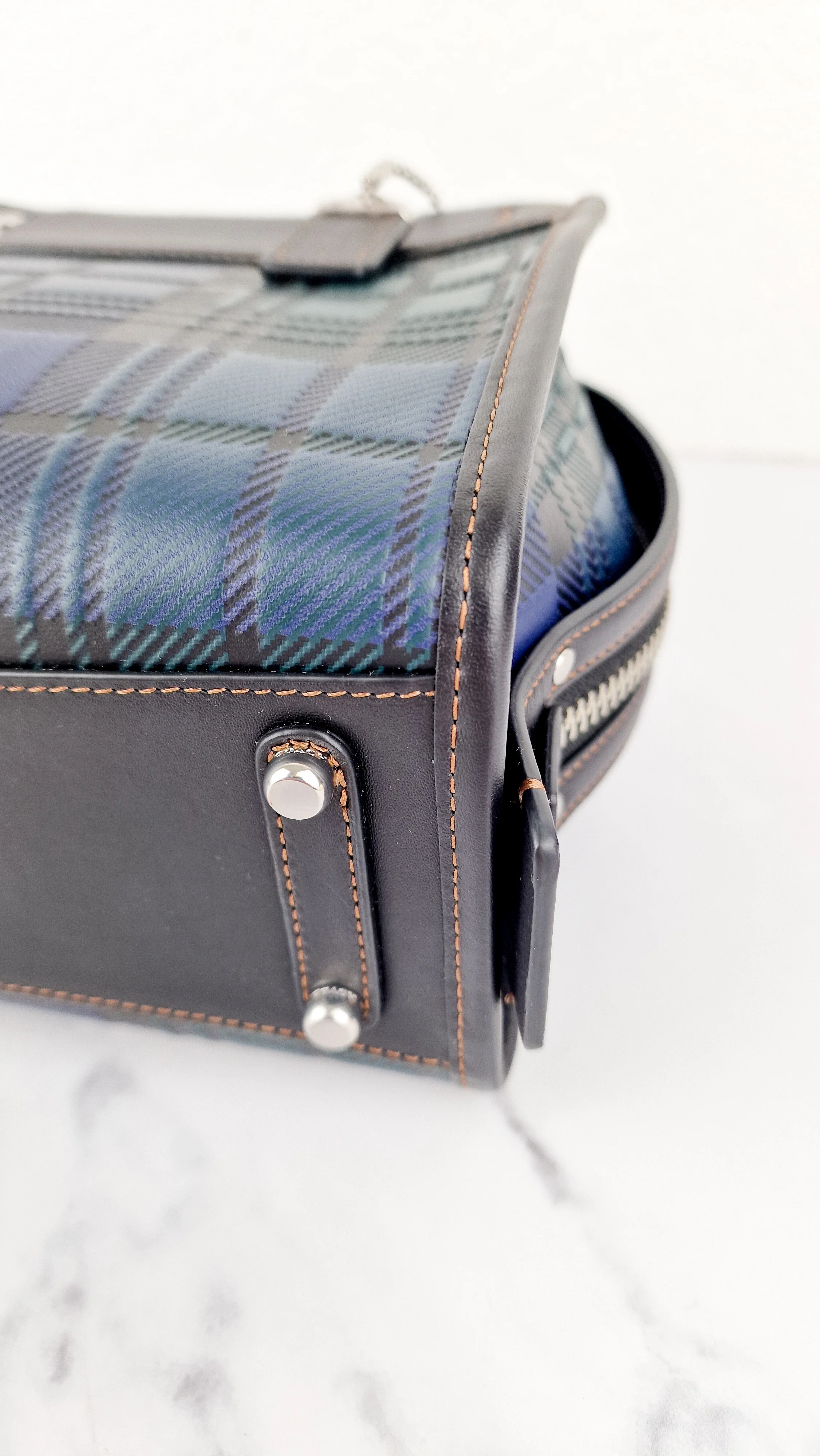 Coach Rogue 20 Tartan Plaid Print Blue Green Black Crossbody Bag Handbag - Coach CH385 - Image 10