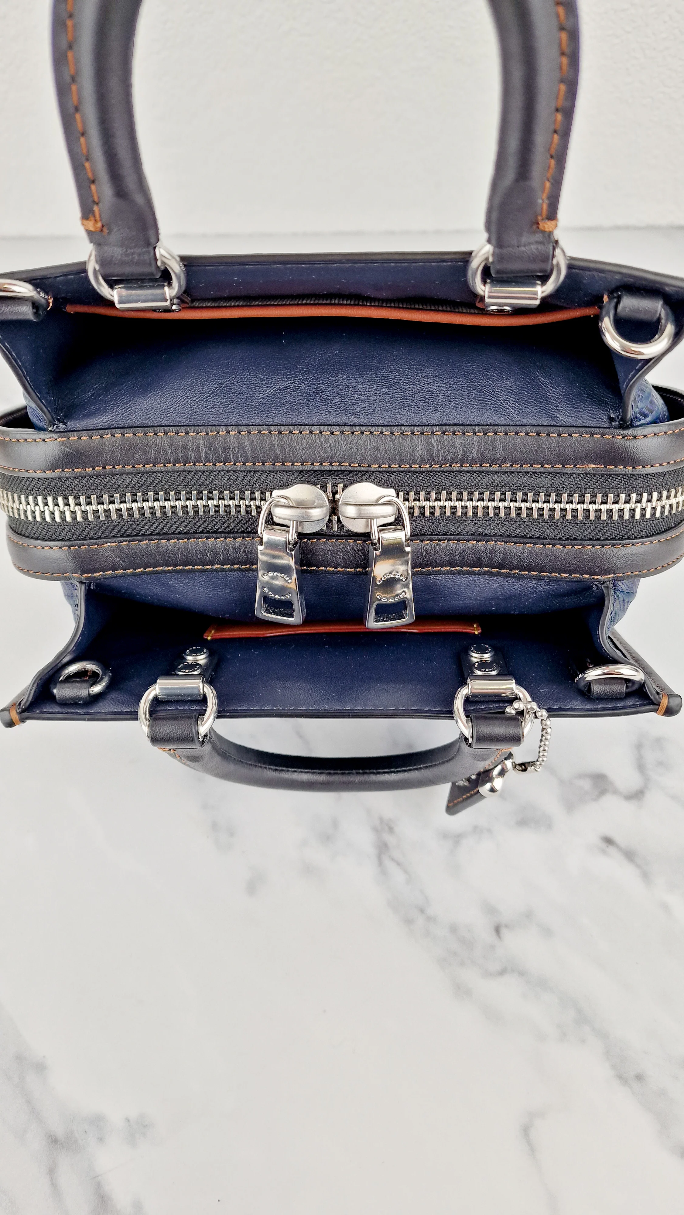 Coach Rogue 20 Tartan Plaid Print Blue Green Black Crossbody Bag Handbag - Coach CH385 - Image 11