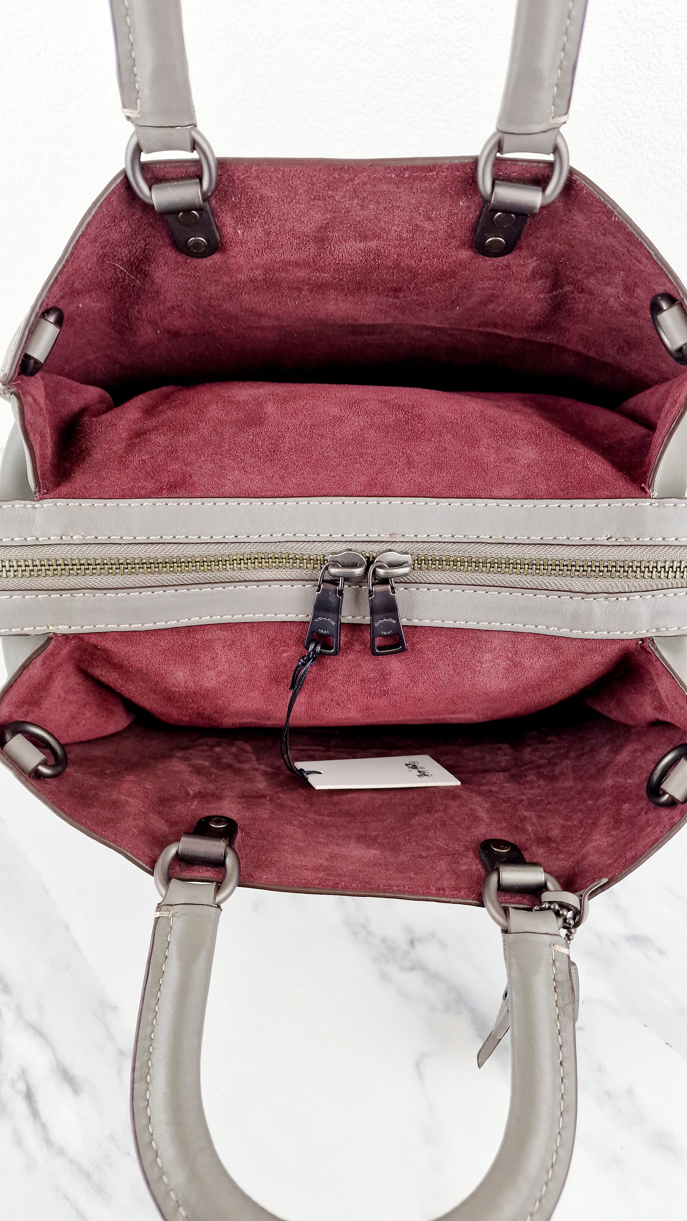 Coach Rogue 36 in Grey Glovetanned Leather with Car Embellishment - Shoulder Bag Handbag - Coach 58150 - Image 14