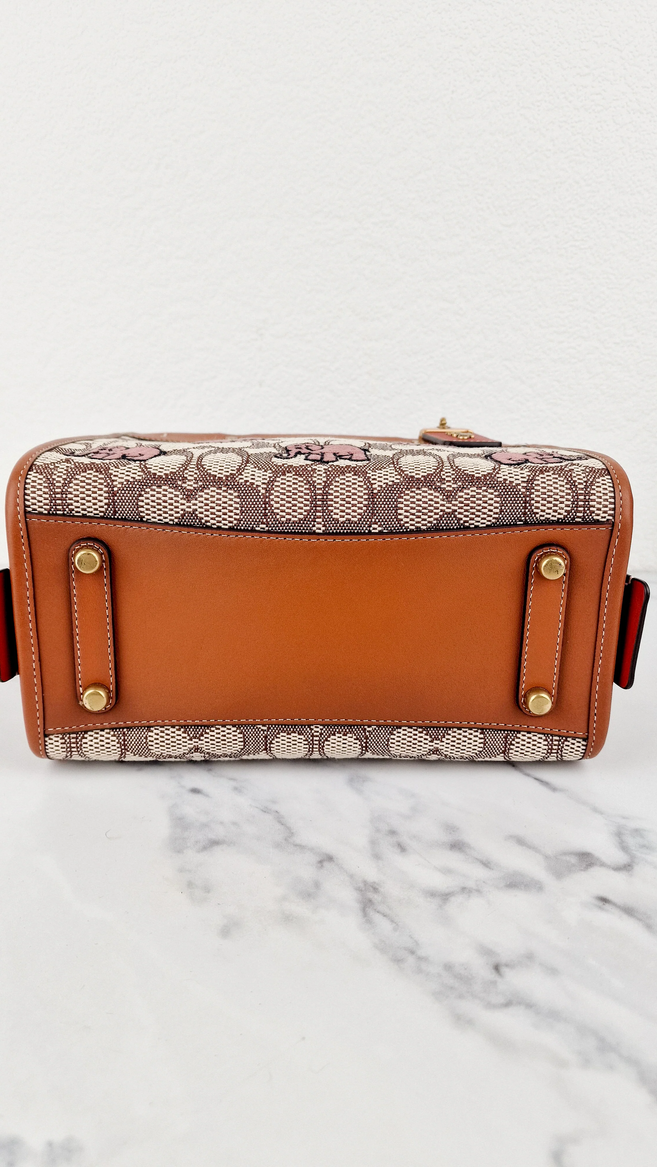 Coach Rogue 25 Signature Textile Jacquard with Embroidered Pink Elephants 1941 Handbag - Coach C6165 - Image 7