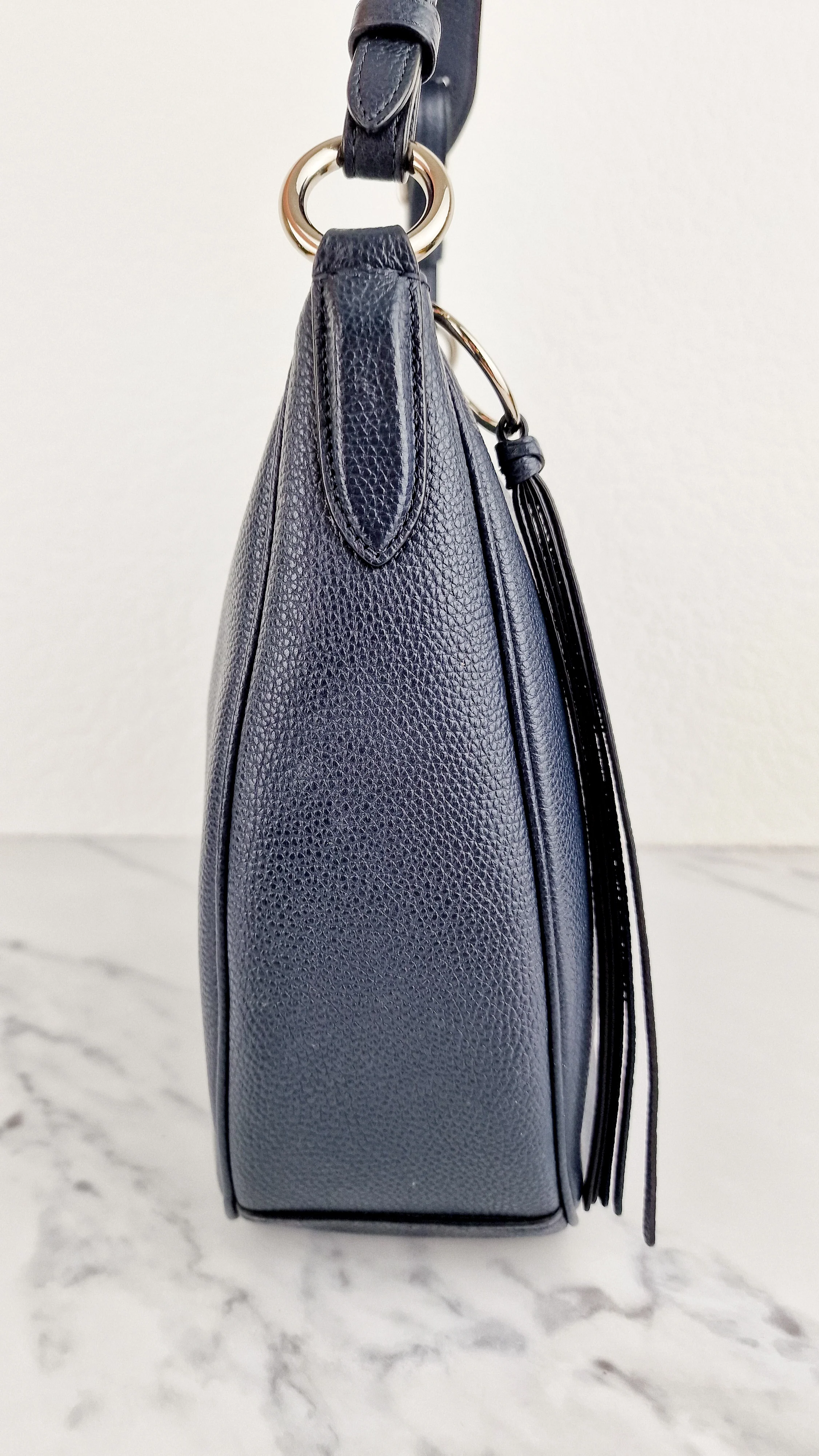 Coach Sutton Hobo Bag in Navy Blue Pebble Leather - Shoulder Bag - Coach 35593 - Image 10