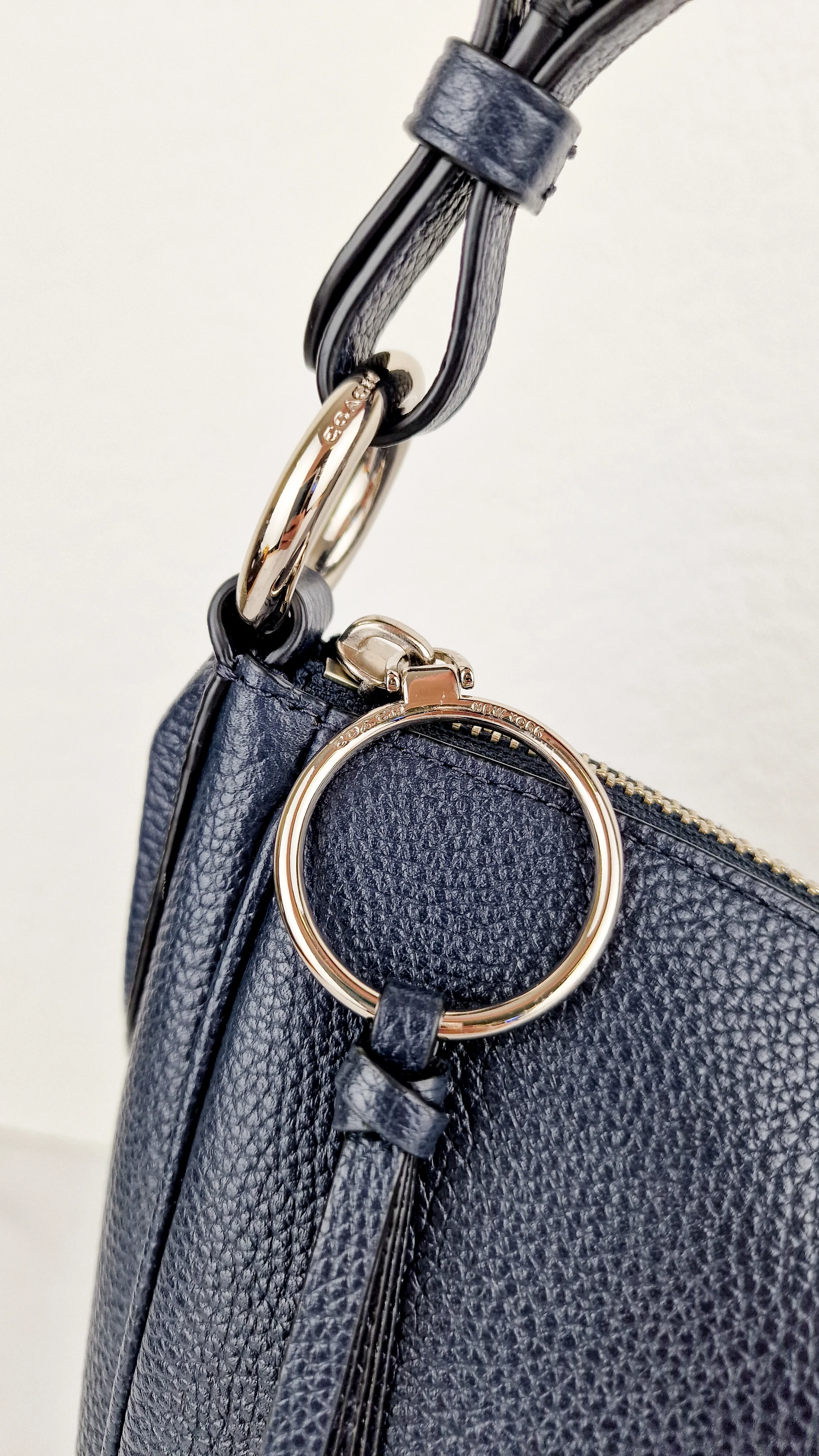 Coach Sutton Hobo Bag in Navy Blue Pebble Leather - Shoulder Bag - Coach 35593 - Image 5