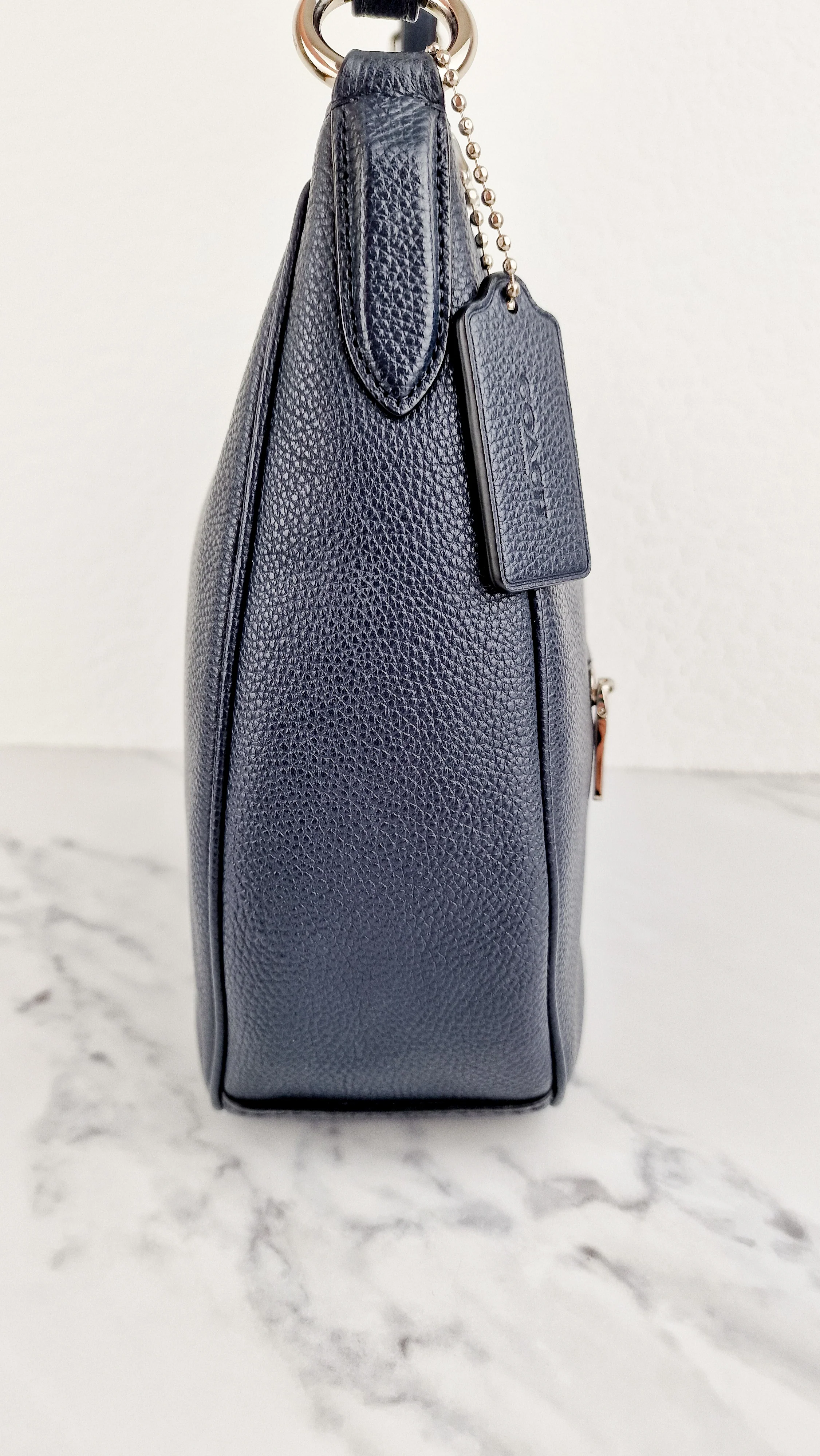 Coach Sutton Hobo Bag in Navy Blue Pebble Leather - Shoulder Bag - Coach 35593 - Image 6