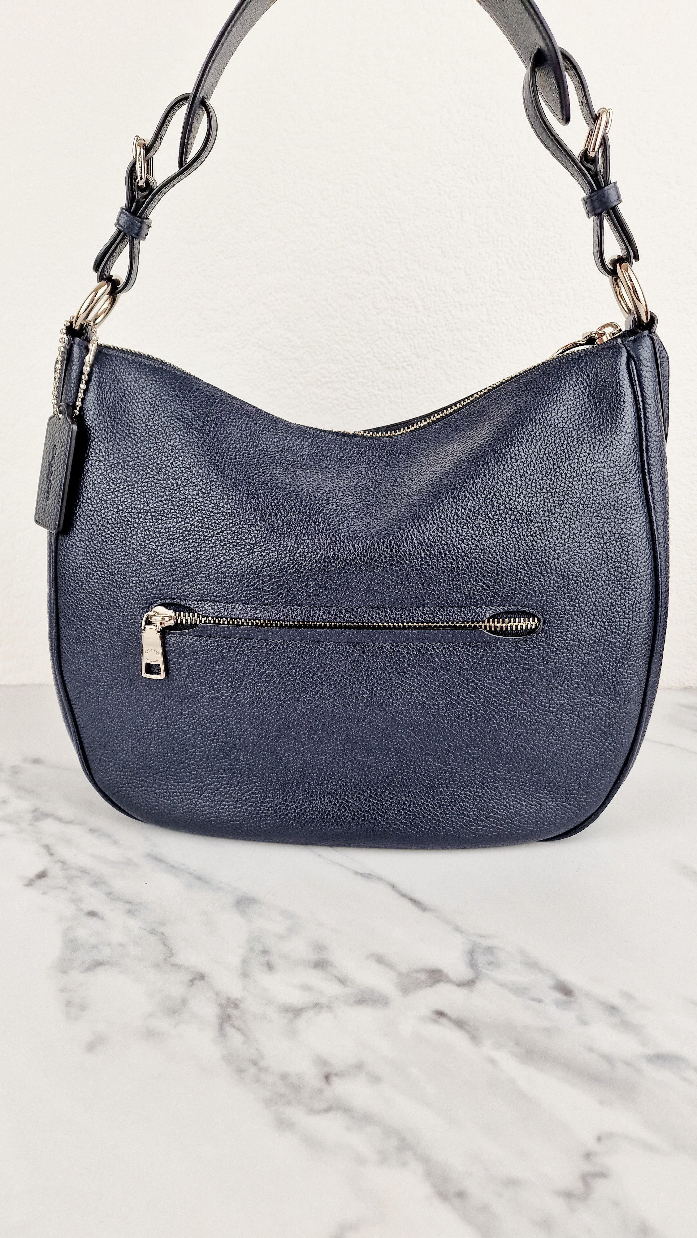 Coach Sutton Hobo Bag in Navy Blue Pebble Leather - Shoulder Bag - Coach 35593 - Image 7
