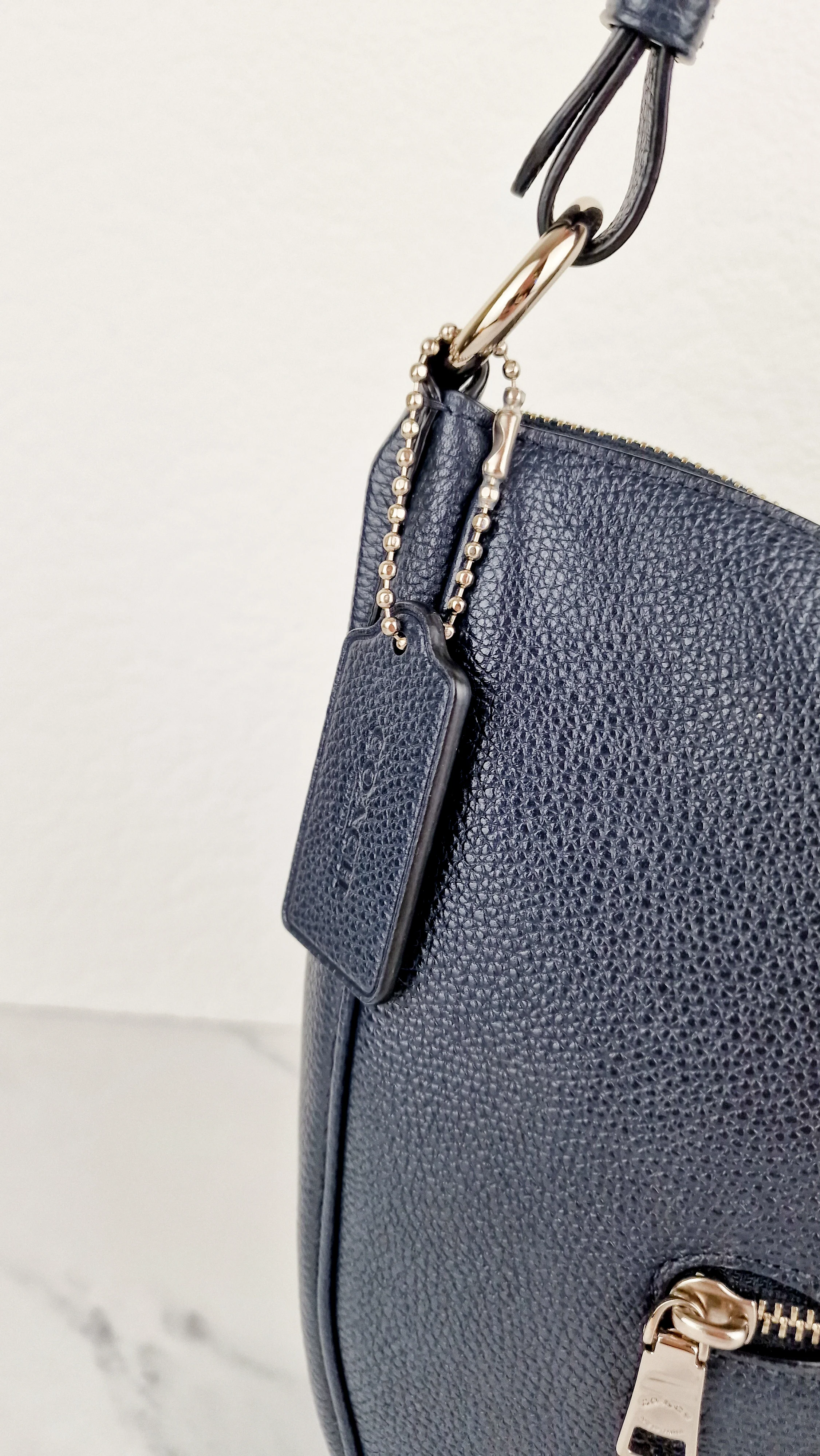 Coach Sutton Hobo Bag in Navy Blue Pebble Leather - Shoulder Bag - Coach 35593 - Image 8
