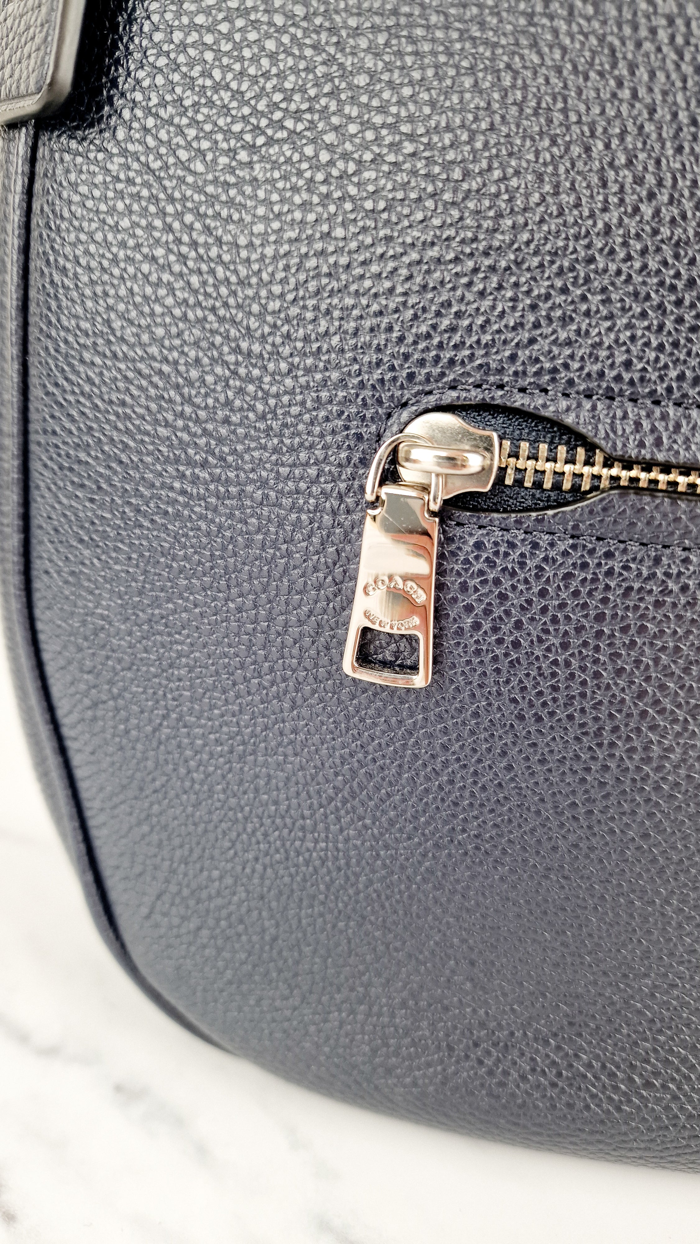 Coach Sutton Hobo Bag in Navy Blue Pebble Leather - Shoulder Bag - Coach 35593 - Image 9