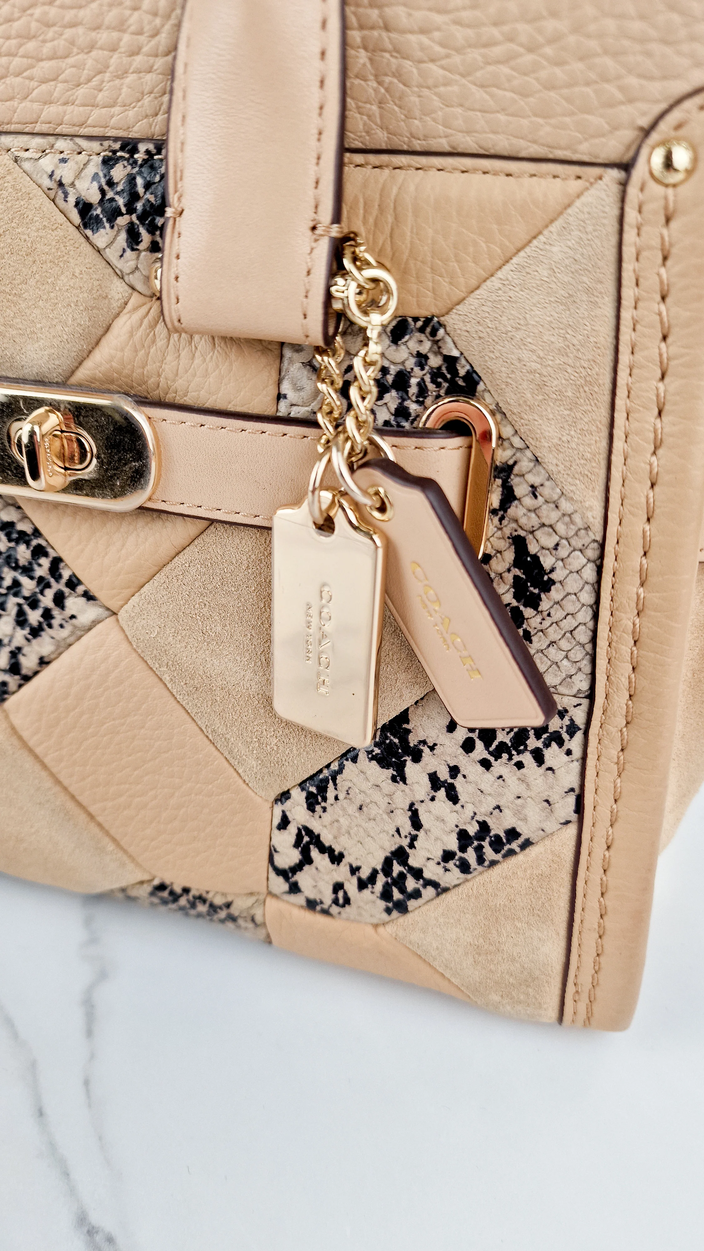 Coach Swagger 27 Patchwork Beechwood Patchwork & Snake Embossed Leather & Suede - Coach 37188 - Image 3