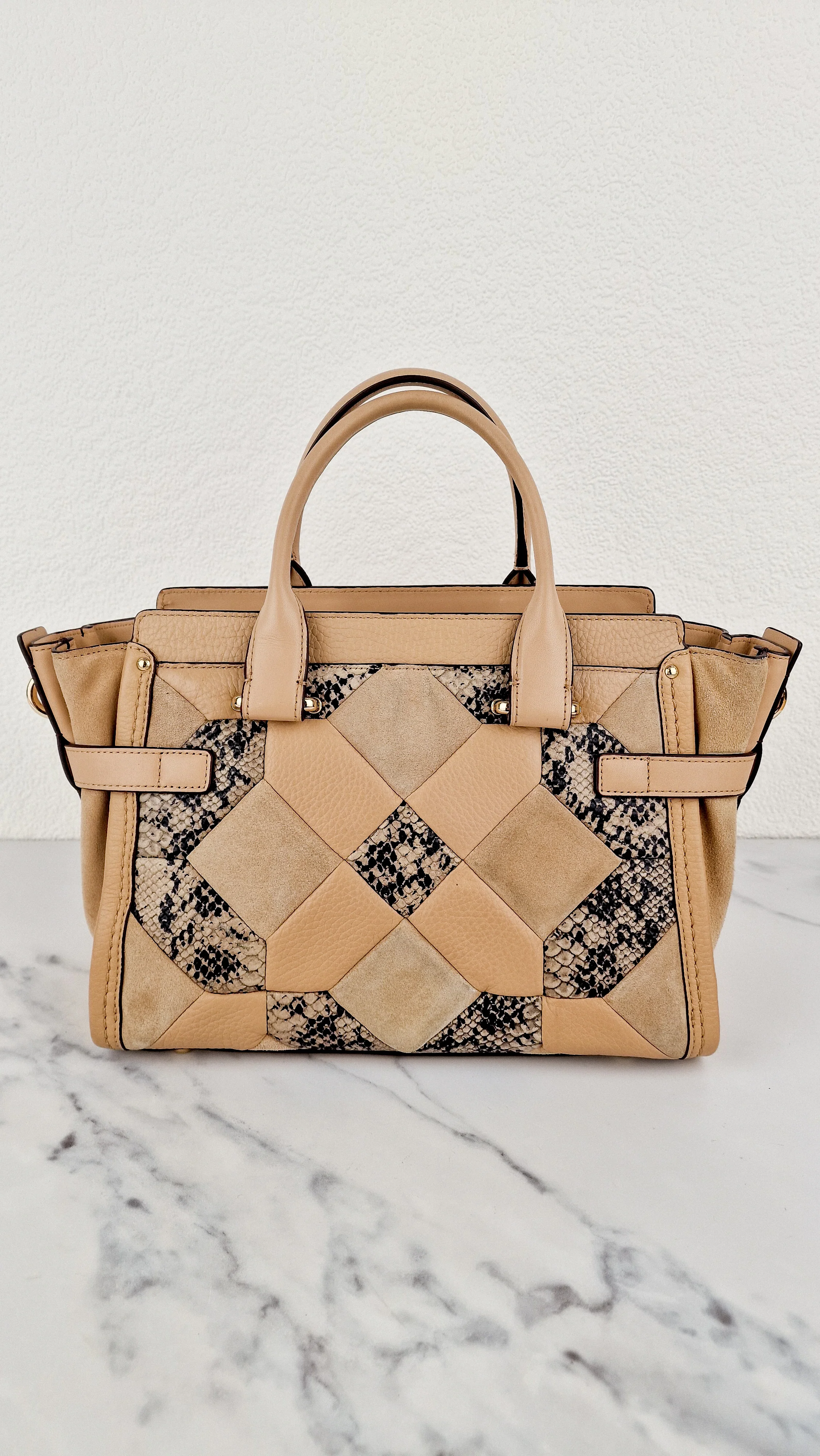 Coach Swagger 27 Patchwork Beechwood Patchwork & Snake Embossed Leather & Suede - Coach 37188 - Image 7
