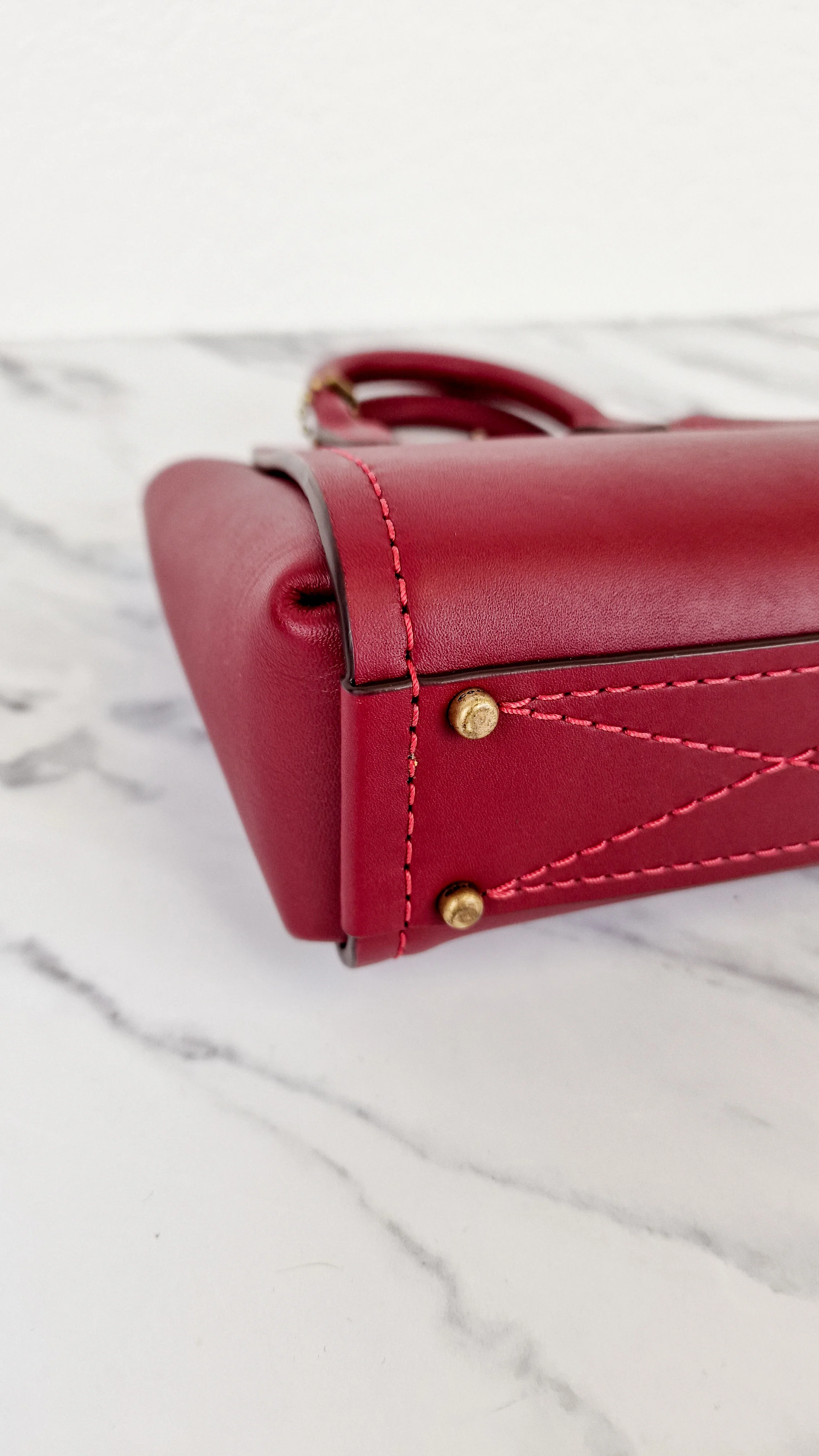 Coach 1941 Troupe Tote 16 in Deep Red Smooth Leather - Crossbody Mini Bag Handbag - Coach 79401 - Image 11