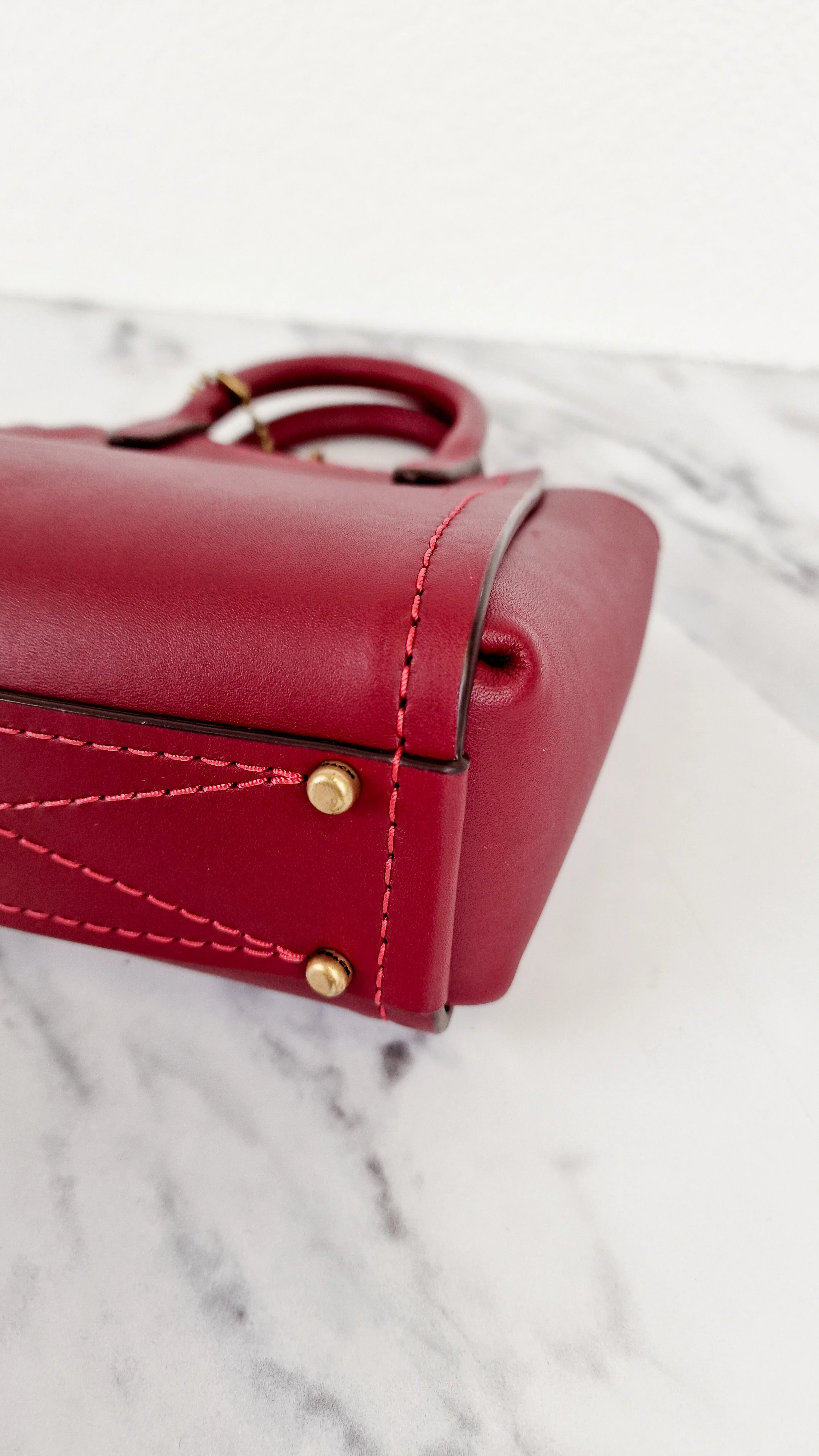 Coach 1941 Troupe Tote 16 in Deep Red Smooth Leather - Crossbody Mini Bag Handbag - Coach 79401 - Image 12