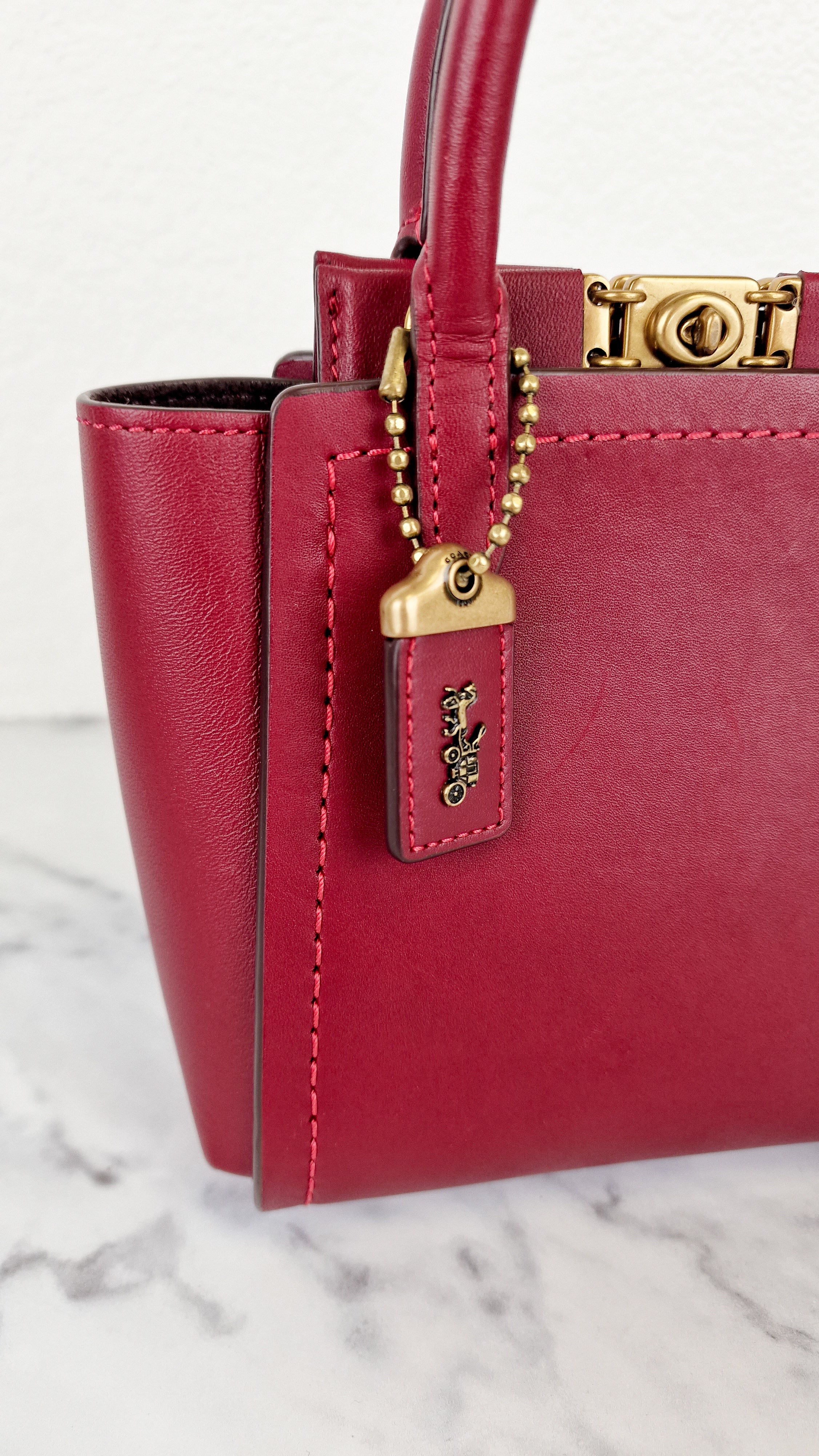 Coach 1941 Troupe Tote 16 in Deep Red Smooth Leather - Crossbody Mini Bag Handbag - Coach 79401 - Image 2