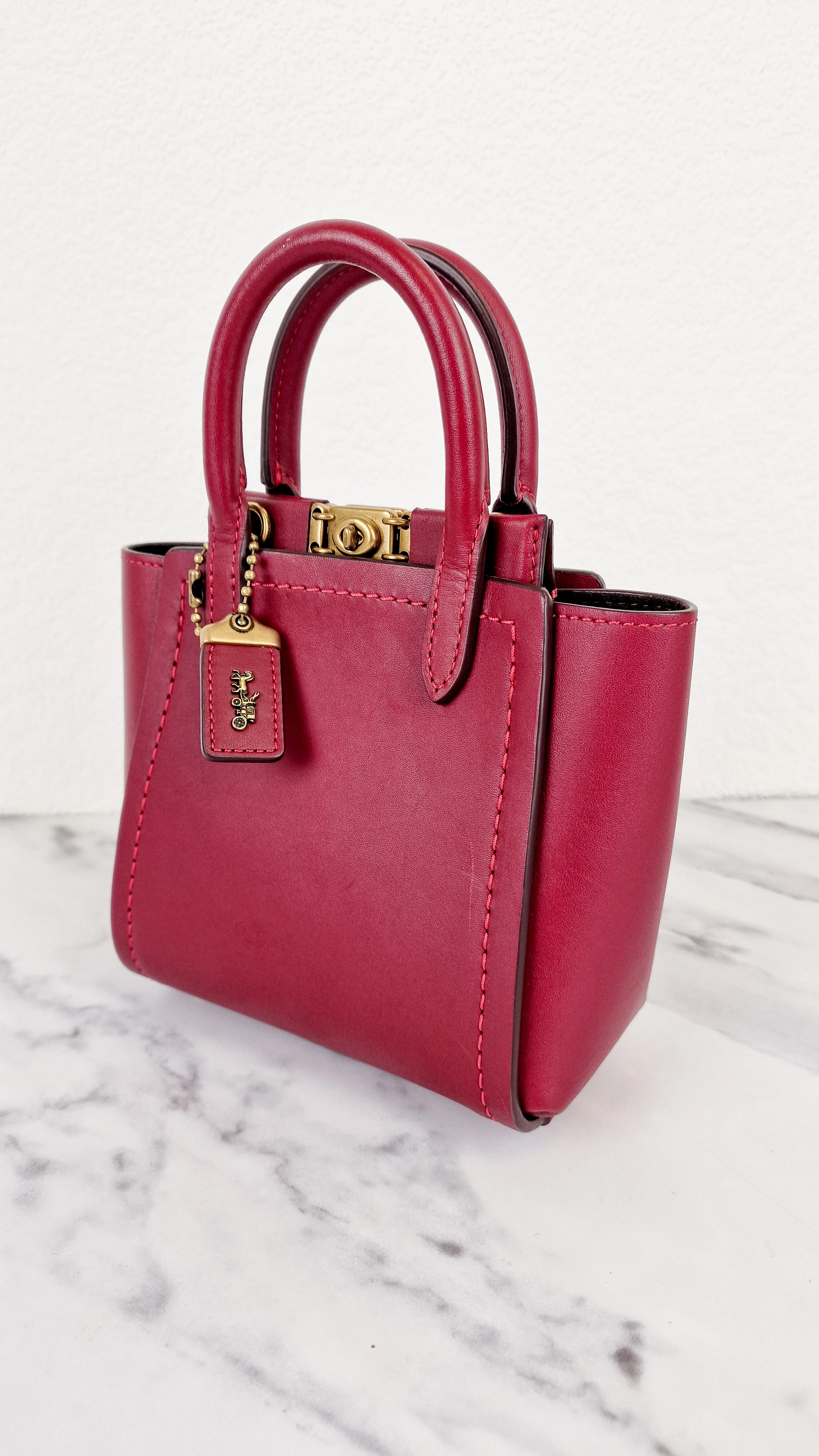 Coach 1941 Troupe Tote 16 in Deep Red Smooth Leather - Crossbody Mini Bag Handbag - Coach 79401 - Image 5