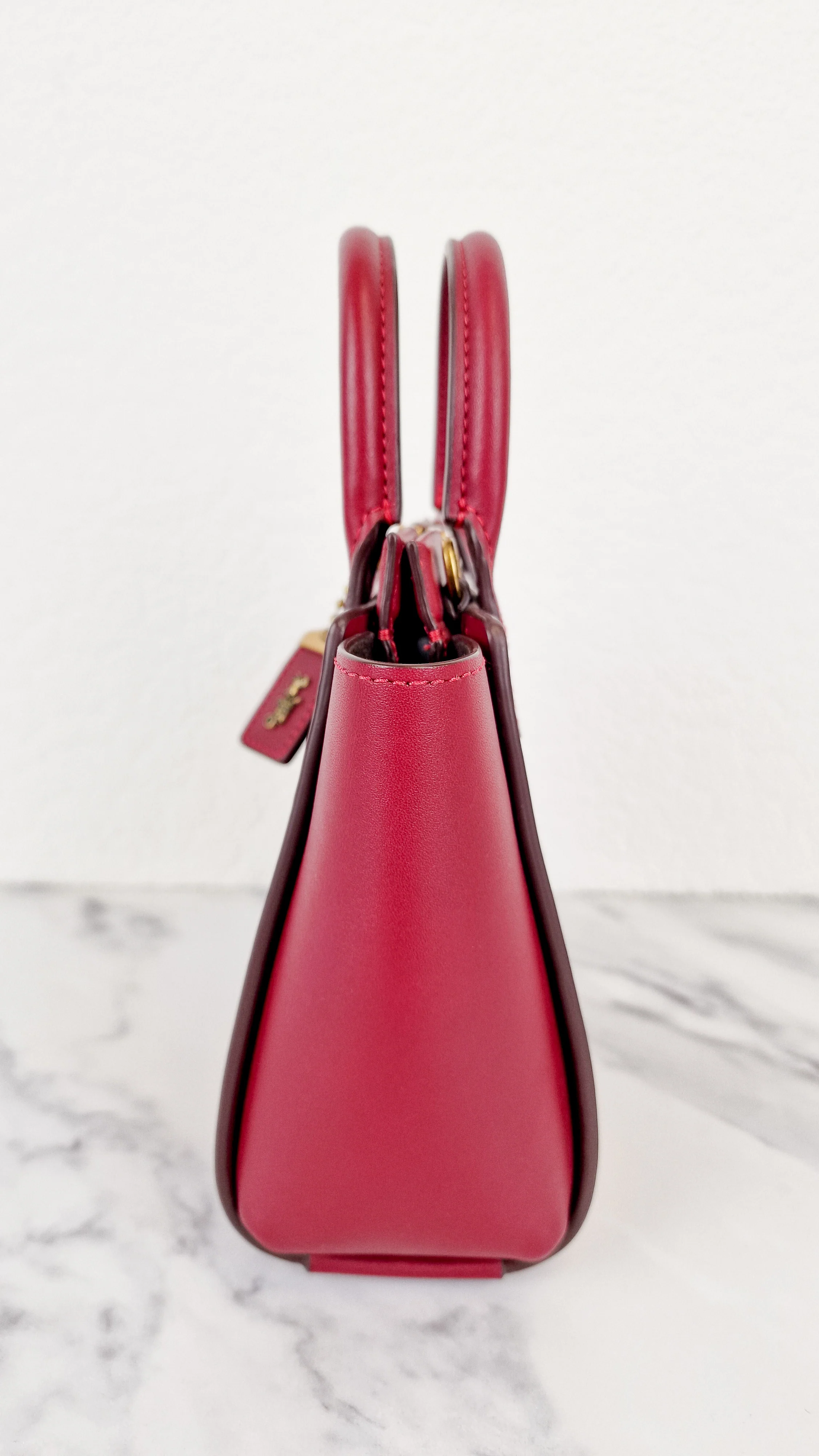 Coach 1941 Troupe Tote 16 in Deep Red Smooth Leather - Crossbody Mini Bag Handbag - Coach 79401 - Image 6