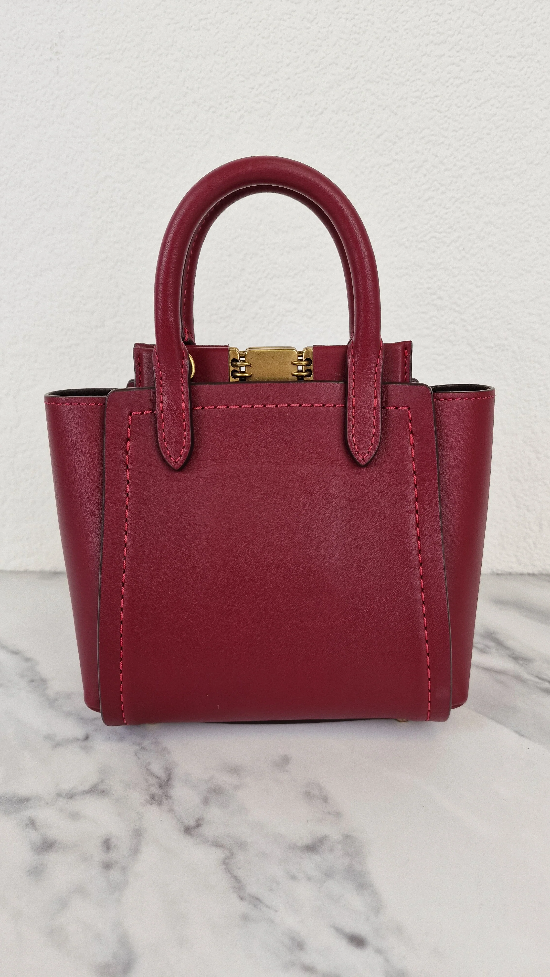 Coach 1941 Troupe Tote 16 in Deep Red Smooth Leather - Crossbody Mini Bag Handbag - Coach 79401 - Image 7