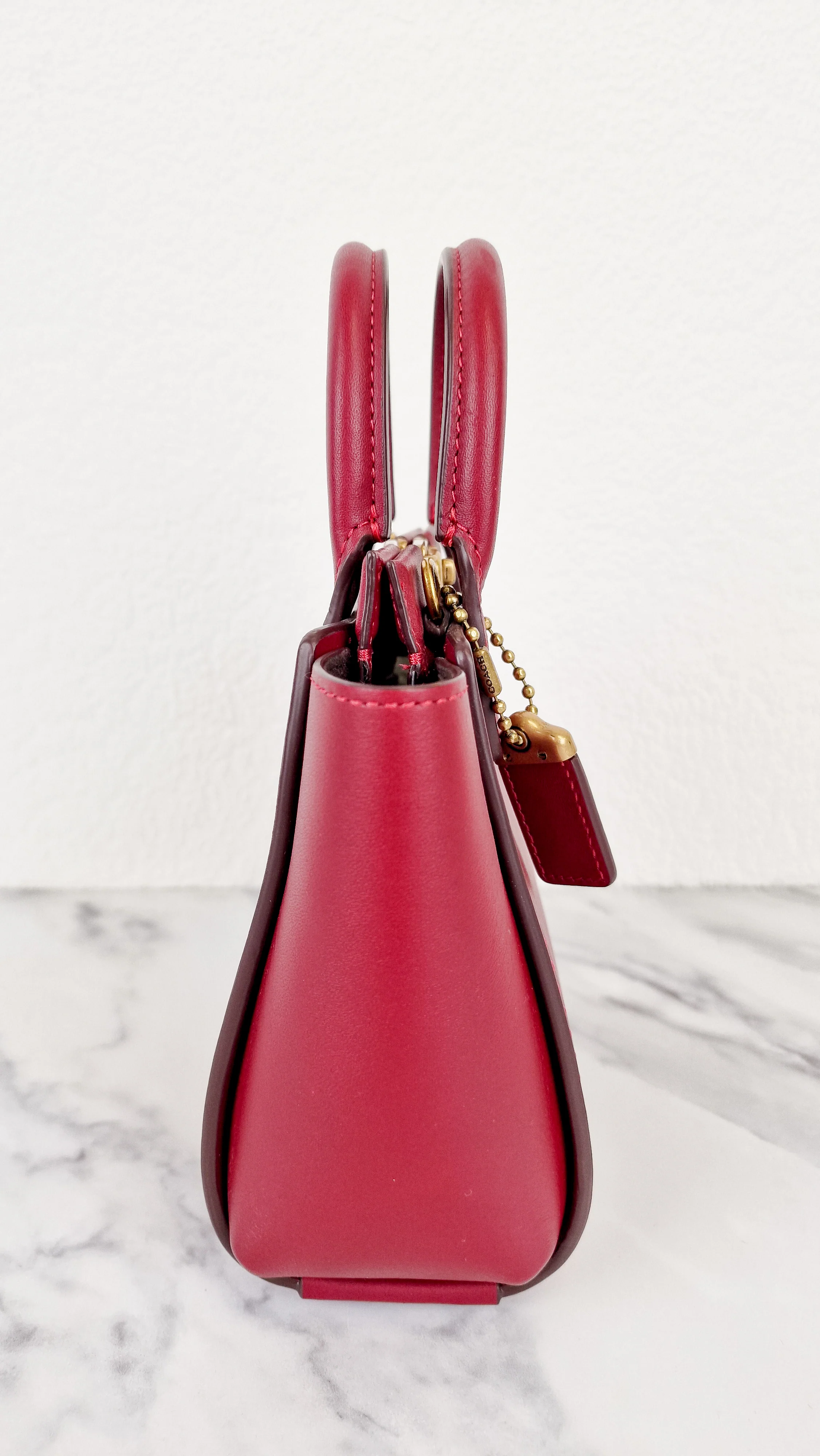 Coach 1941 Troupe Tote 16 in Deep Red Smooth Leather - Crossbody Mini Bag Handbag - Coach 79401 - Image 8