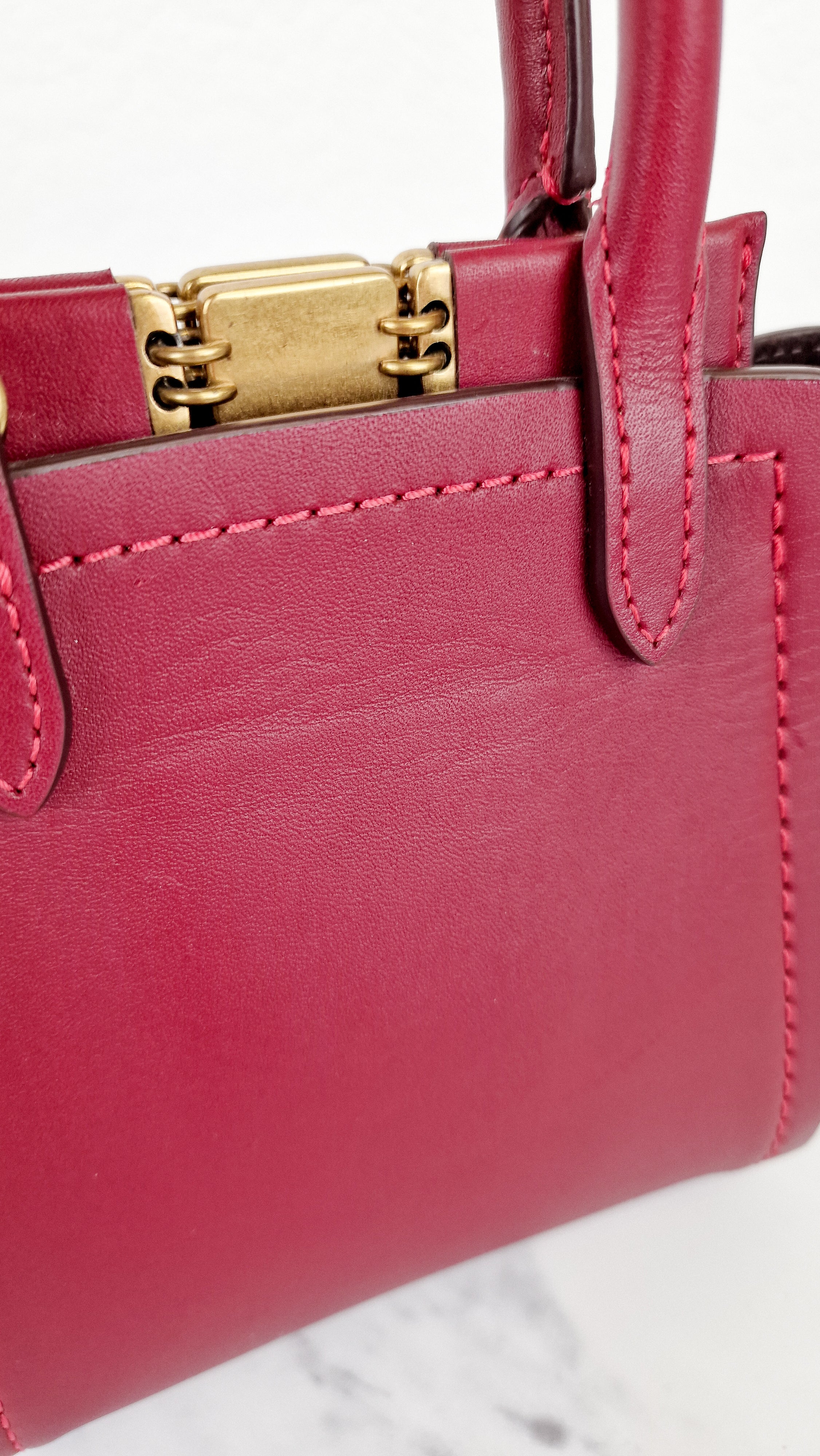 Coach 1941 Troupe Tote 16 in Deep Red Smooth Leather - Crossbody Mini Bag Handbag - Coach 79401 - Image 9