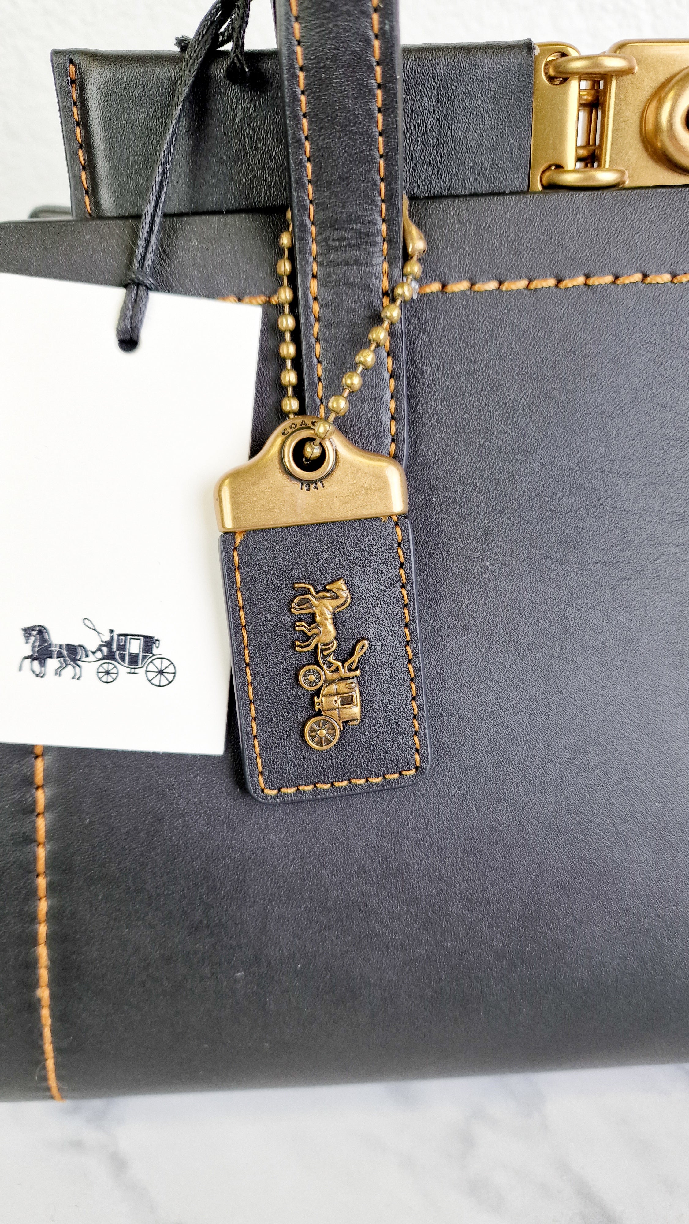Coach 1941 Troupe Carryall in Black Smooth & Pebbled Leather - Handbag Tote Crossbody Bag - Coach 78159 - Image 2