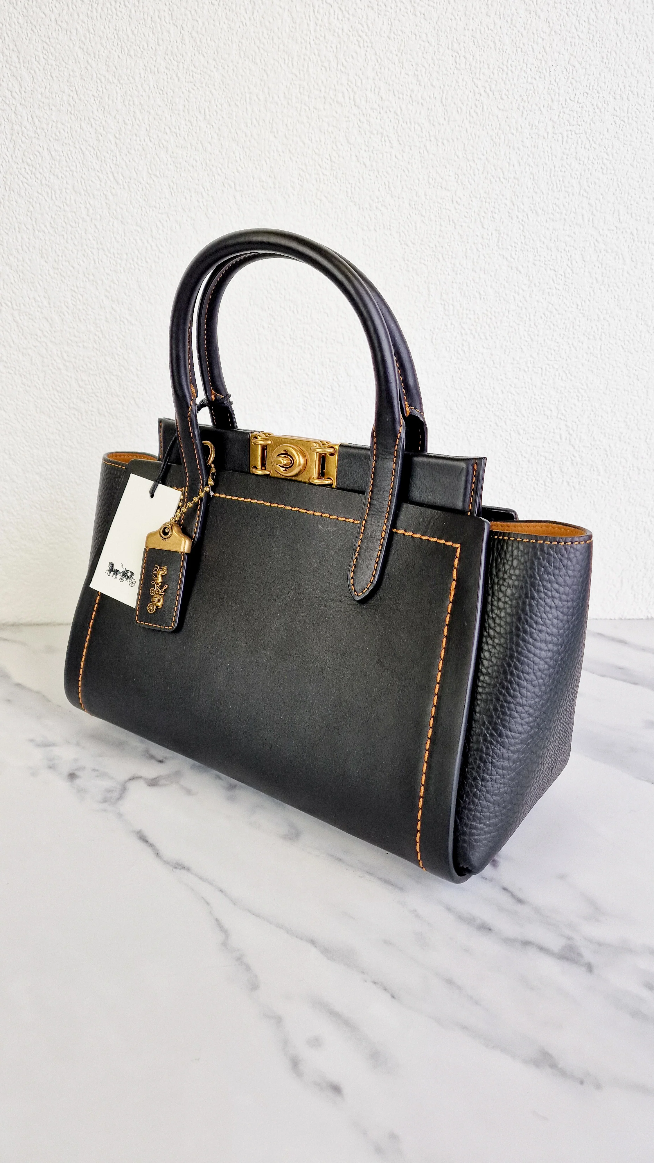 Coach 1941 Troupe Carryall in Black Smooth & Pebbled Leather - Handbag Tote Crossbody Bag - Coach 78159 - Image 5