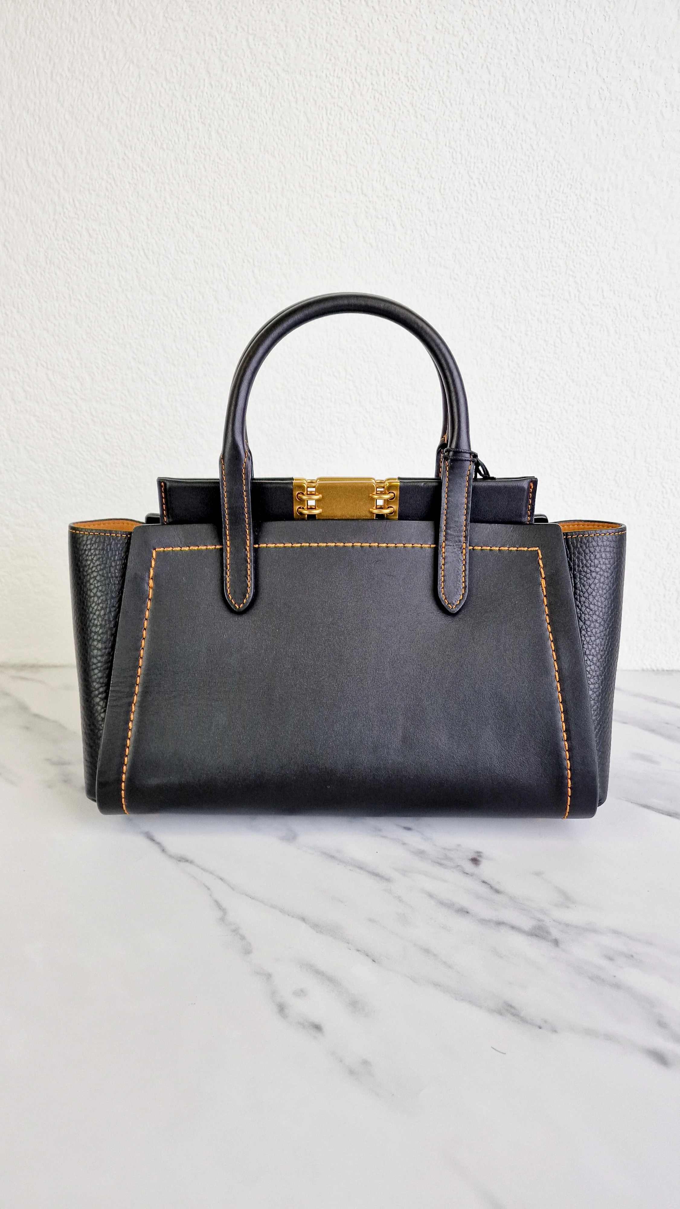 Coach 1941 Troupe Carryall in Black Smooth & Pebbled Leather - Handbag Tote Crossbody Bag - Coach 78159 - Image 7
