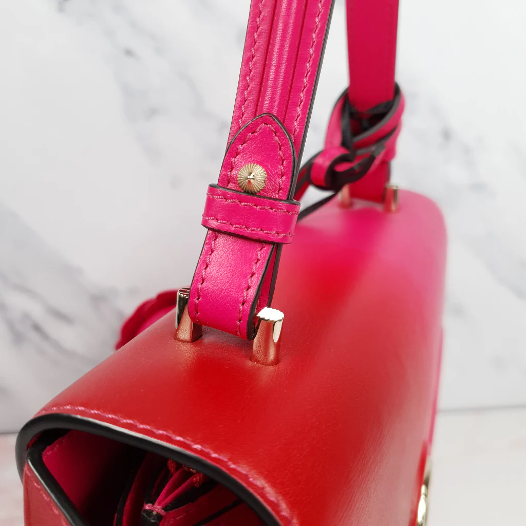 Versace DV One Pink & Red Handbag with Top Handle & Flower LIMITED EDITION - Image 9