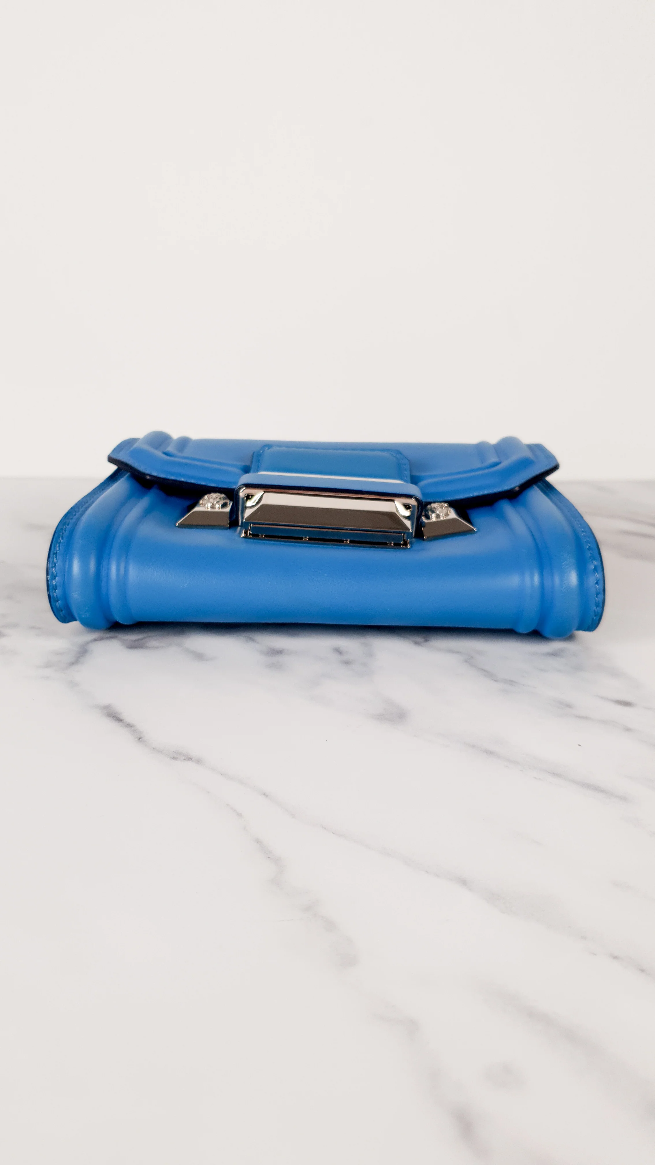 Versace Ryder Small Medusa Blue Crossbody Flap bag in Smooth Leather - Light Blue Clutch - Image 6