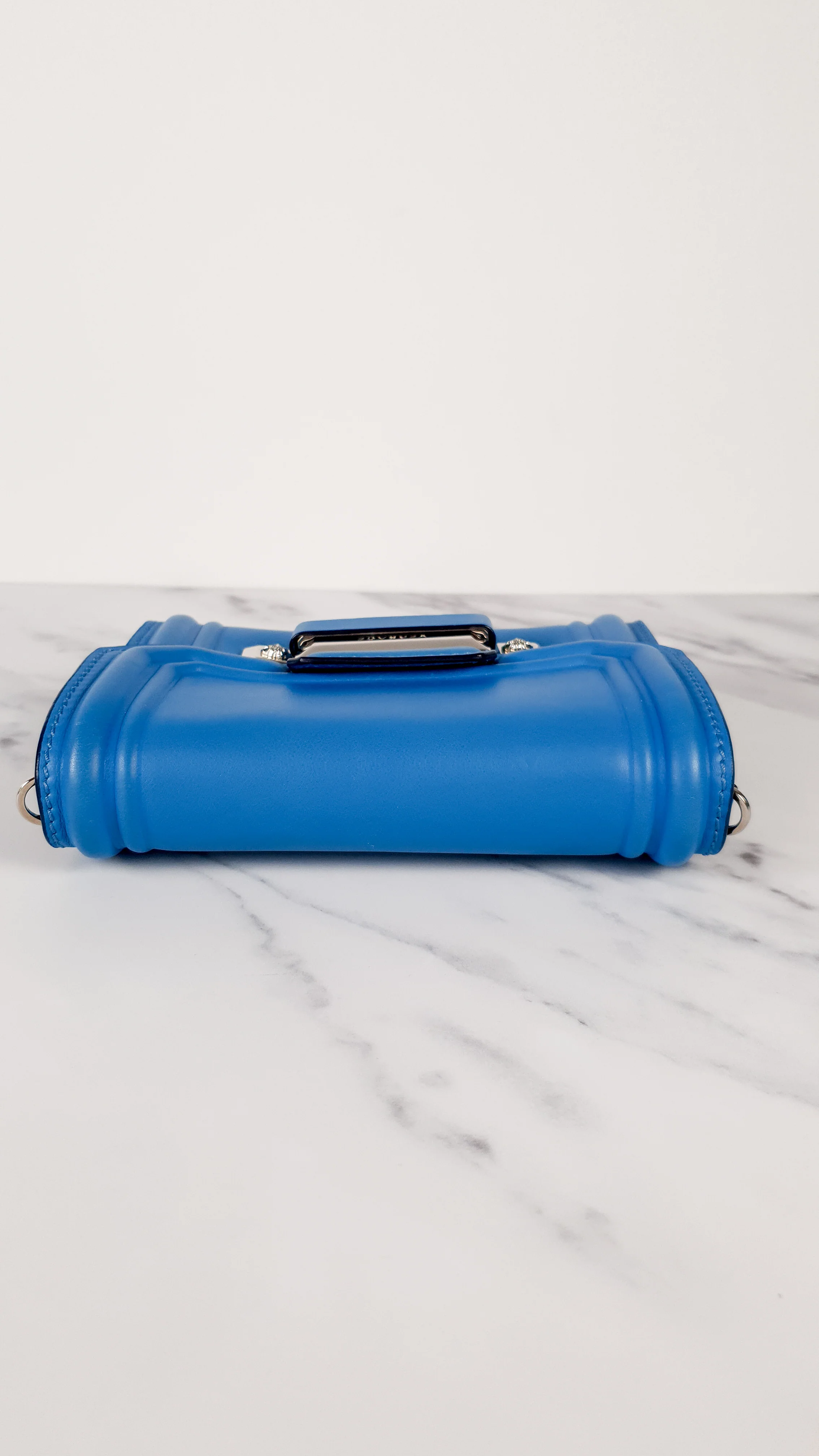 Versace Ryder Small Medusa Blue Crossbody Flap bag in Smooth Leather - Light Blue Clutch - Image 8